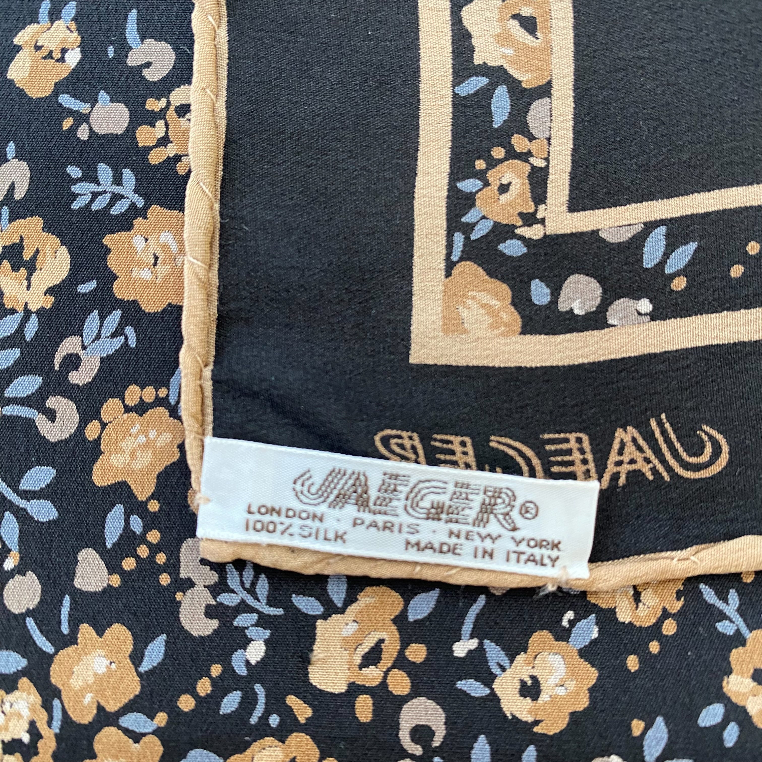 Black and Brown Jaeger Floral Silk Scarf
