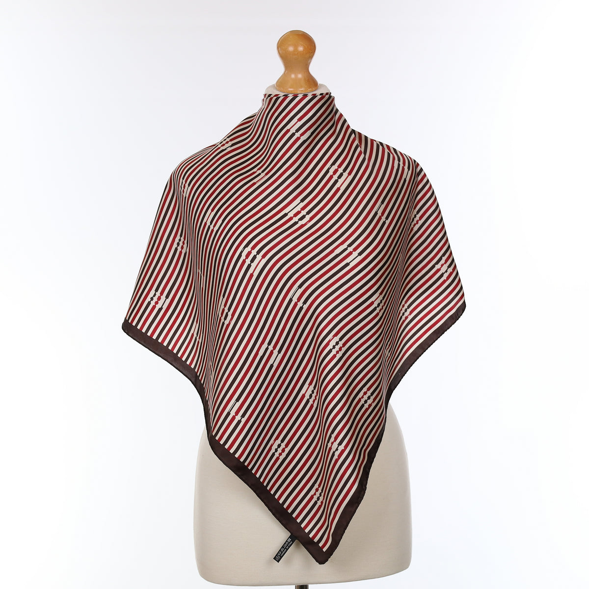 Brown And Red Striped Silk Scarf