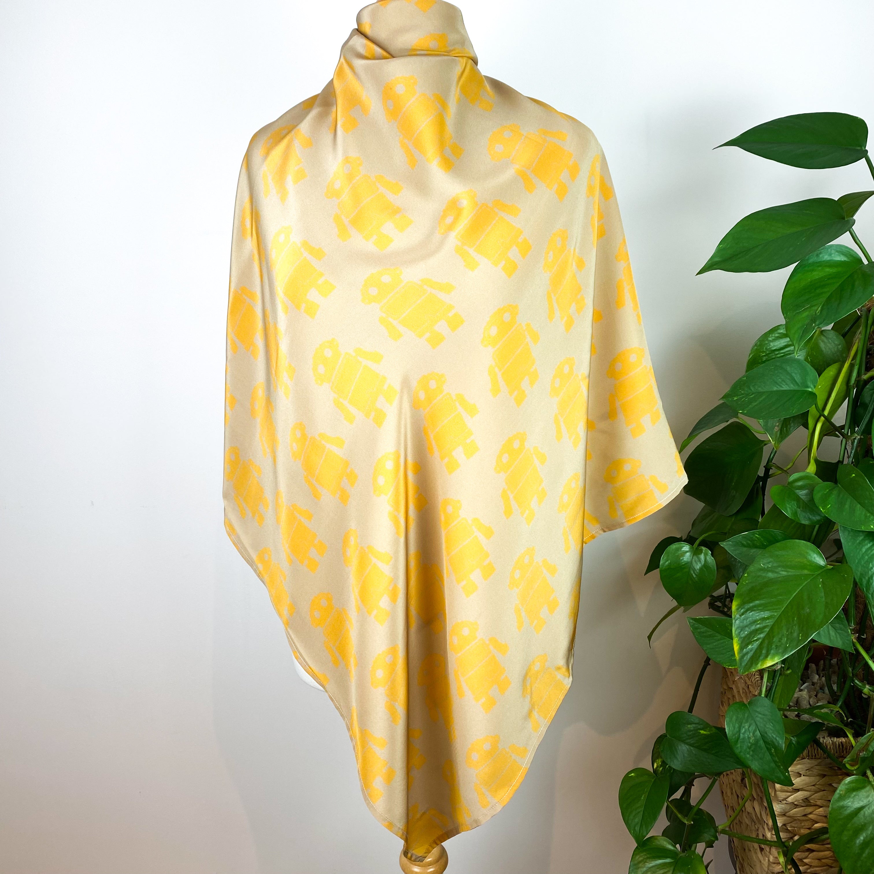 Extra Large Charlotte Taylor Robot Designer Silk Scarf