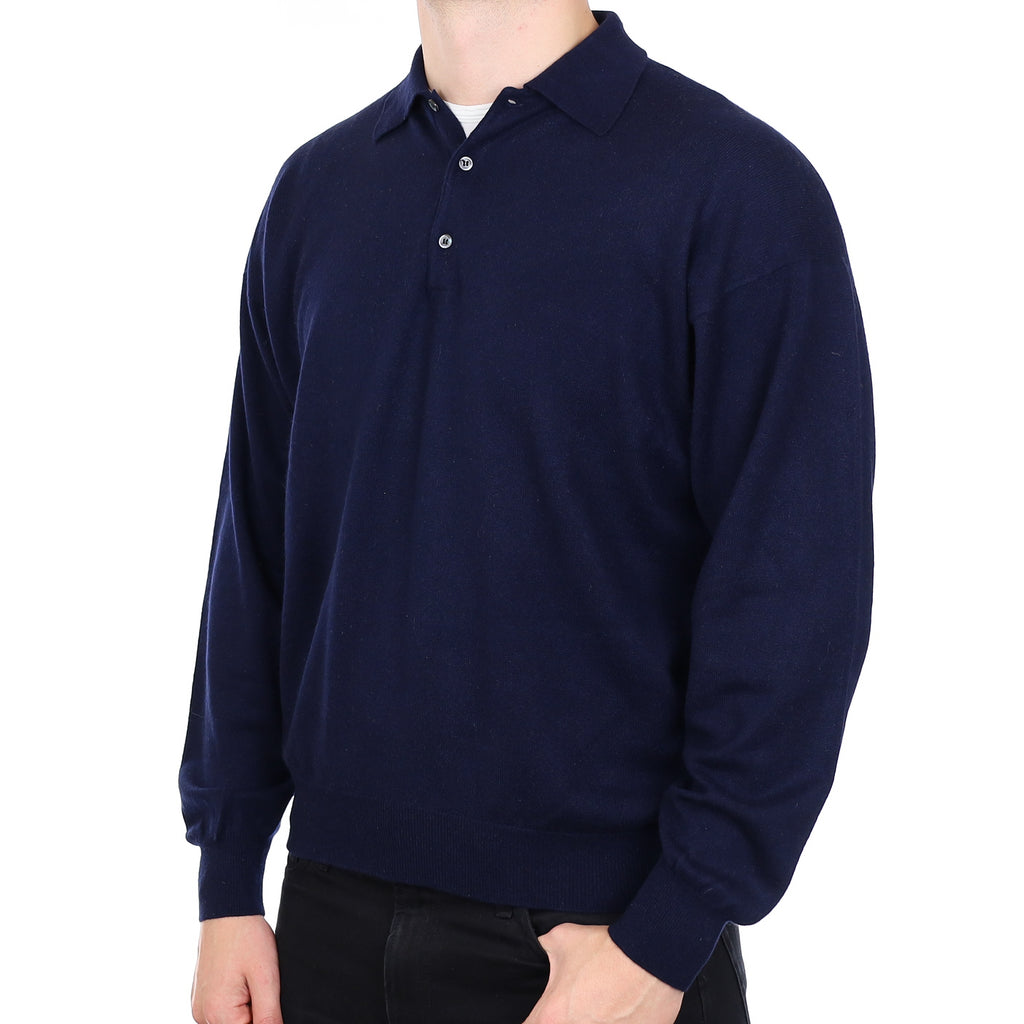 Men’s Malo Navy Blue Cashmere 1/4 Button Jumper XXL