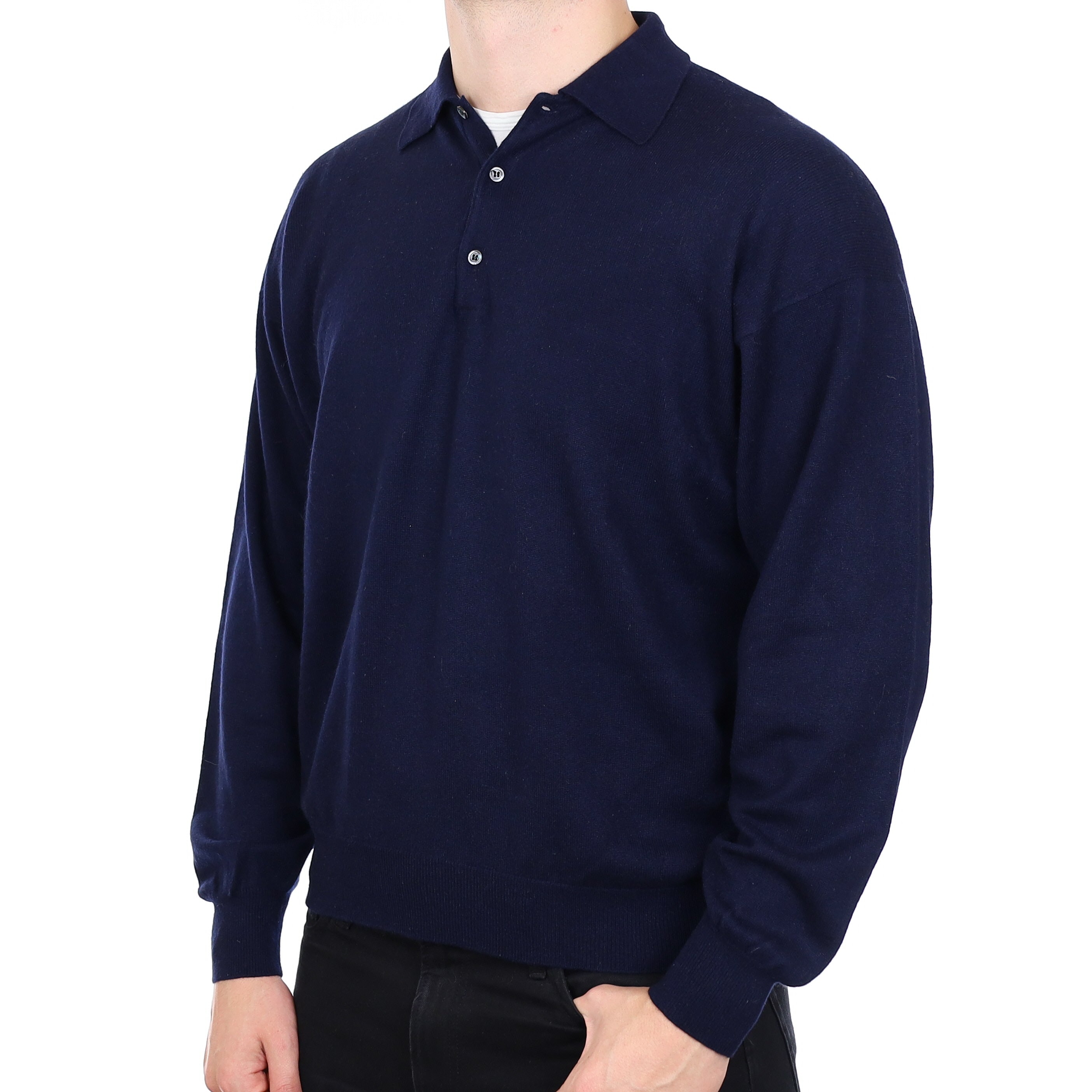 Men’s Malo Navy Blue Cashmere 1/4 Button Jumper XXL