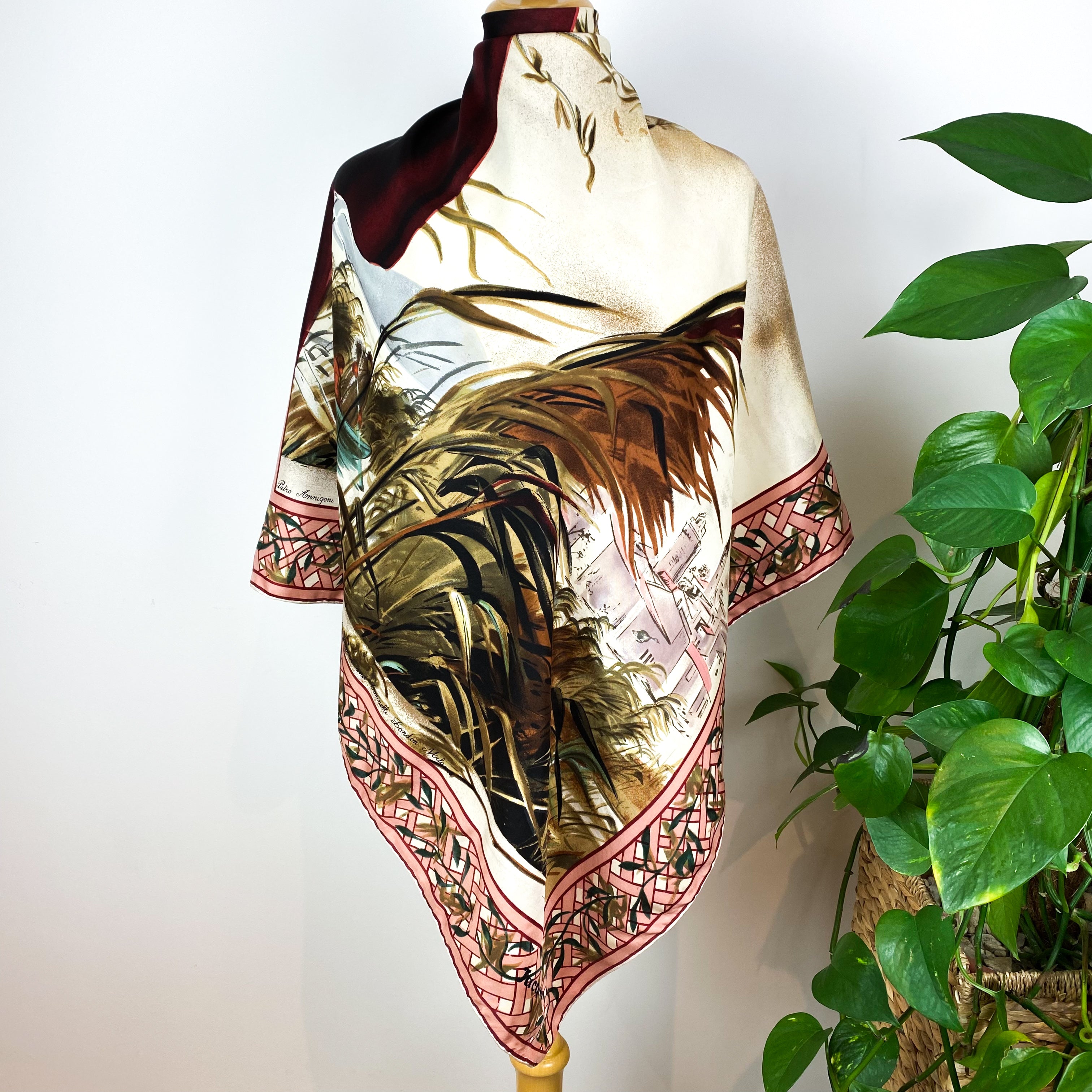 Botanical Jacqmar Vintage Silk Scarf