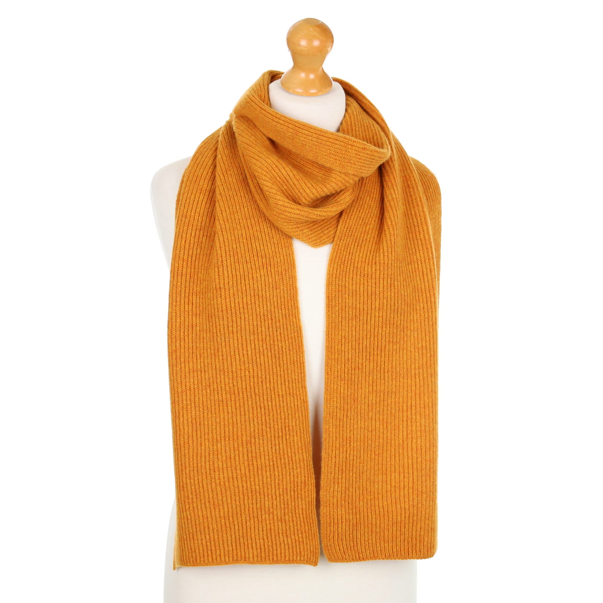 Brand New Scottish Marmalade Orange Rib Cashmere Scarf
