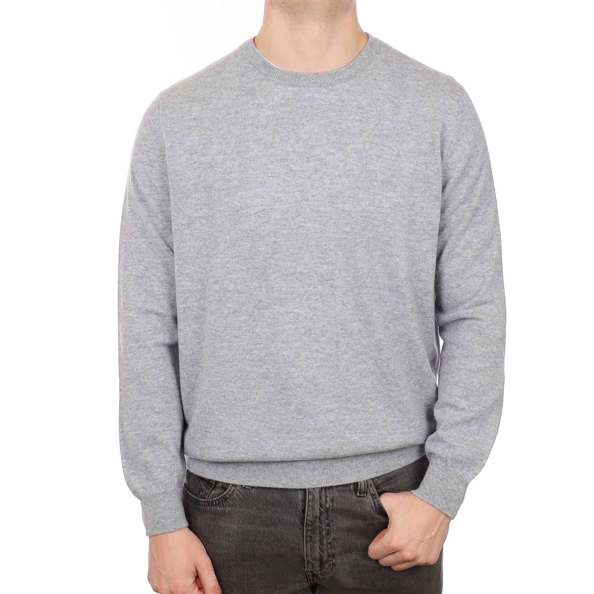 Men's Brand New Scottish Smoke Grey Cashmere Crew Neck Jumper XXL