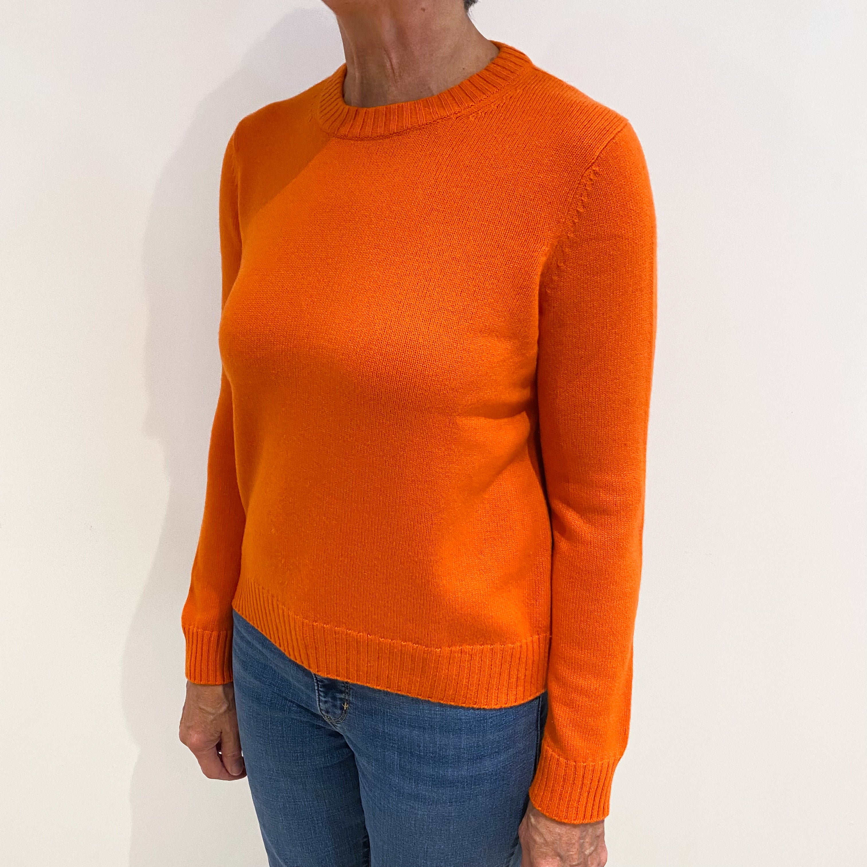 Cos Tangerine Orange Cashmere Crew Neck Jumper Medium