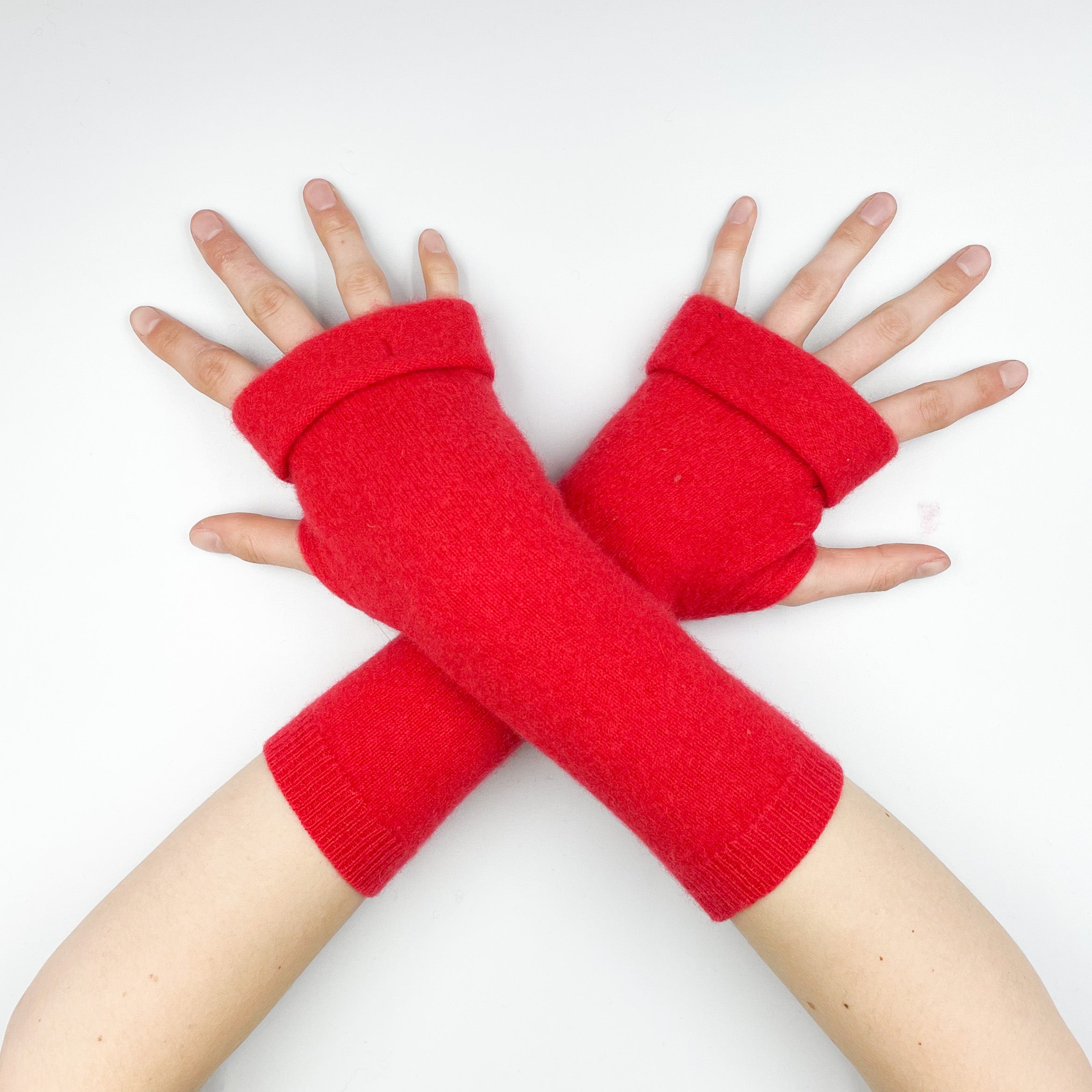 Vermillion Red Fingerless Gloves