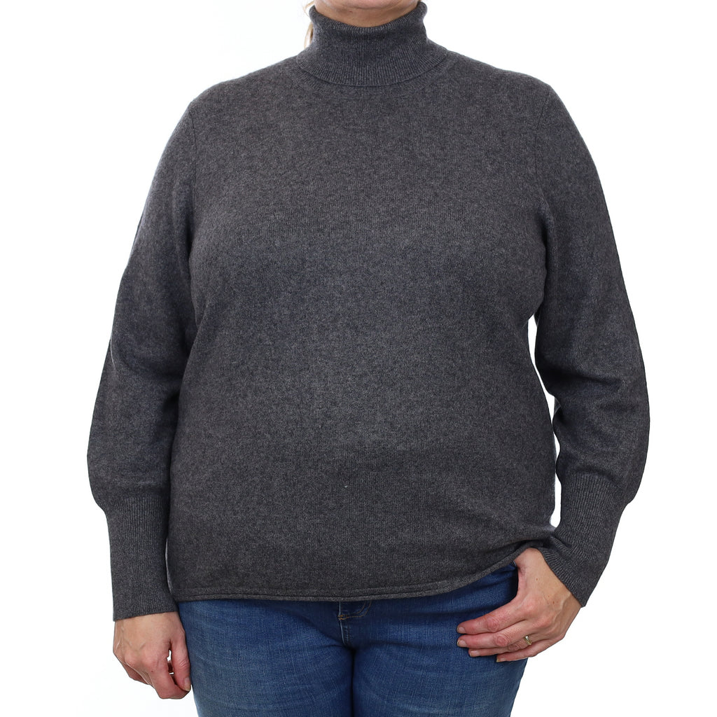 Slate Grey Cashmere Polo Neck Jumper Extra Extra Large