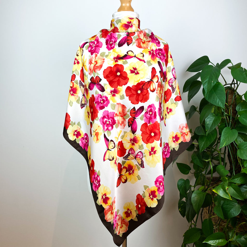 Large Oscar de la Renta Floral Silk Scarf