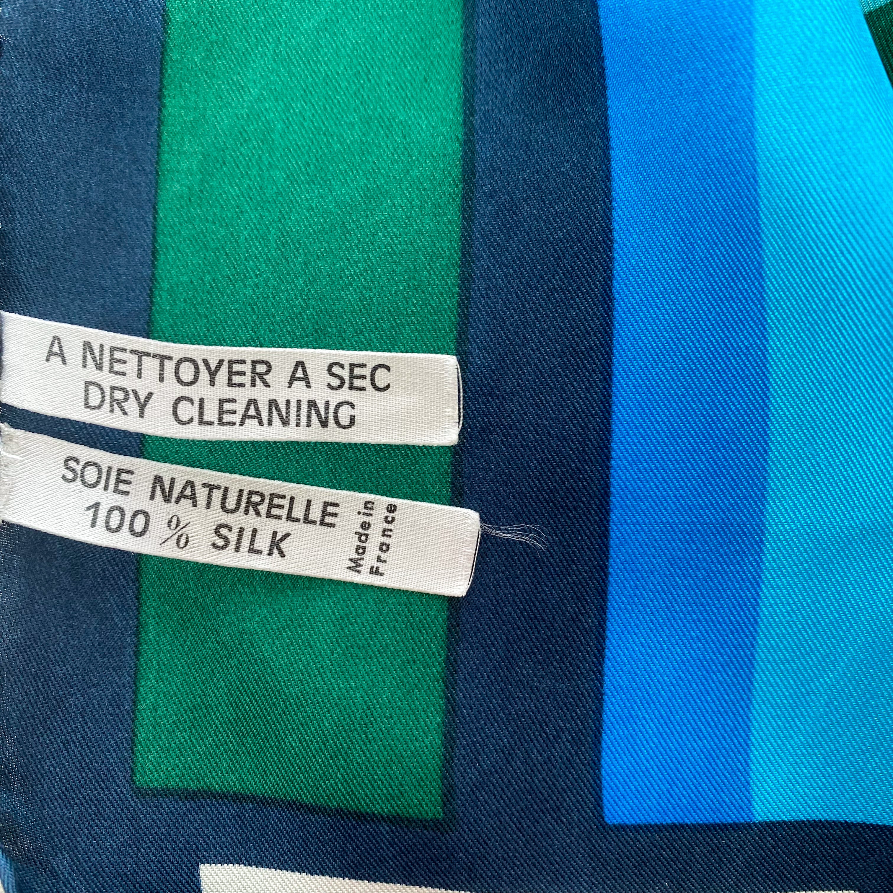 70’s Pierre Cardin Blue & Green Long Silk Scarf