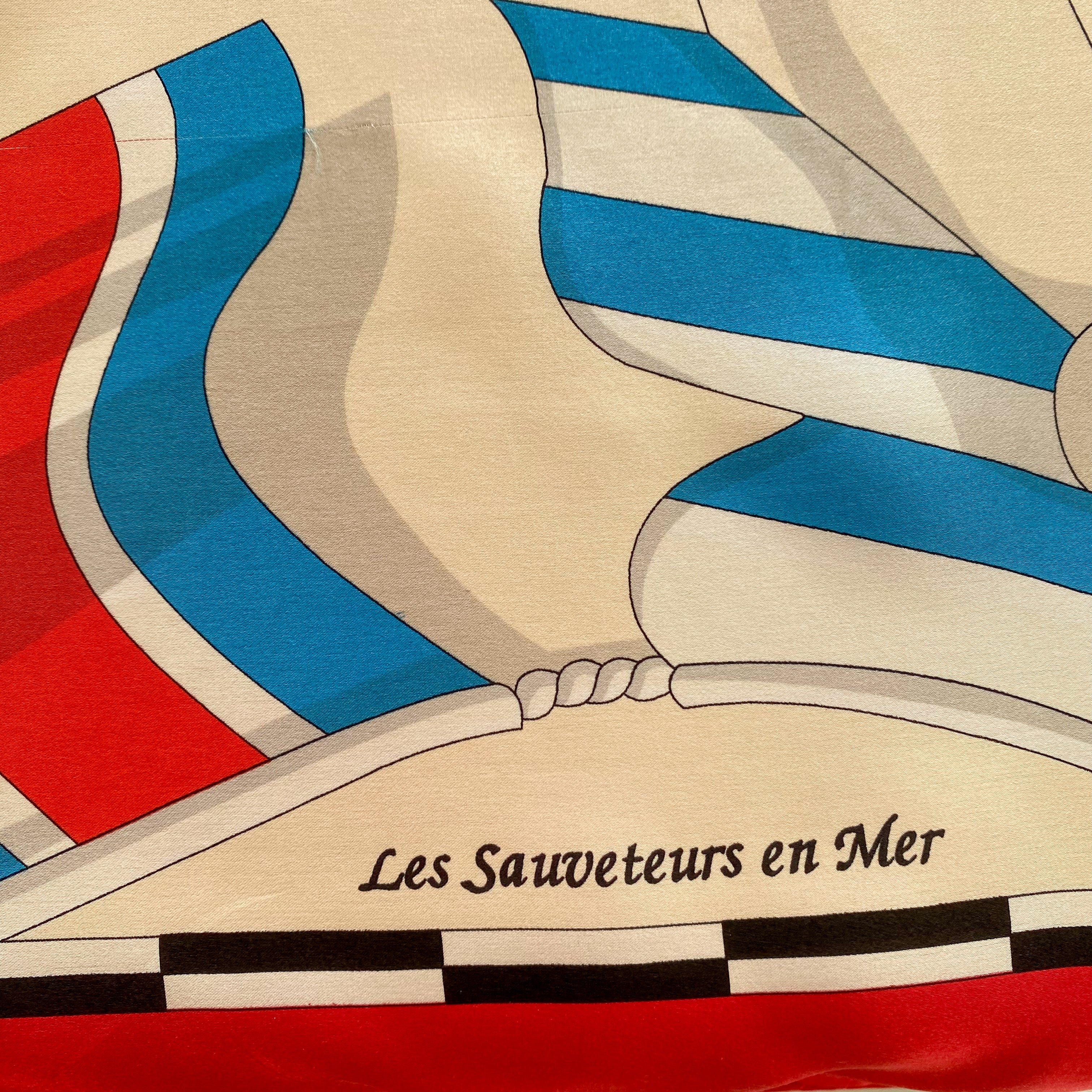 French Nautical Scene Vintage Silk Scarf