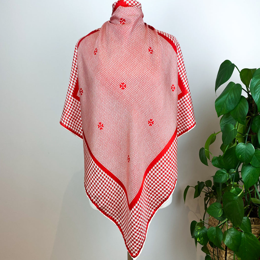 Dog Tooth Check Vintage Silk Scarf