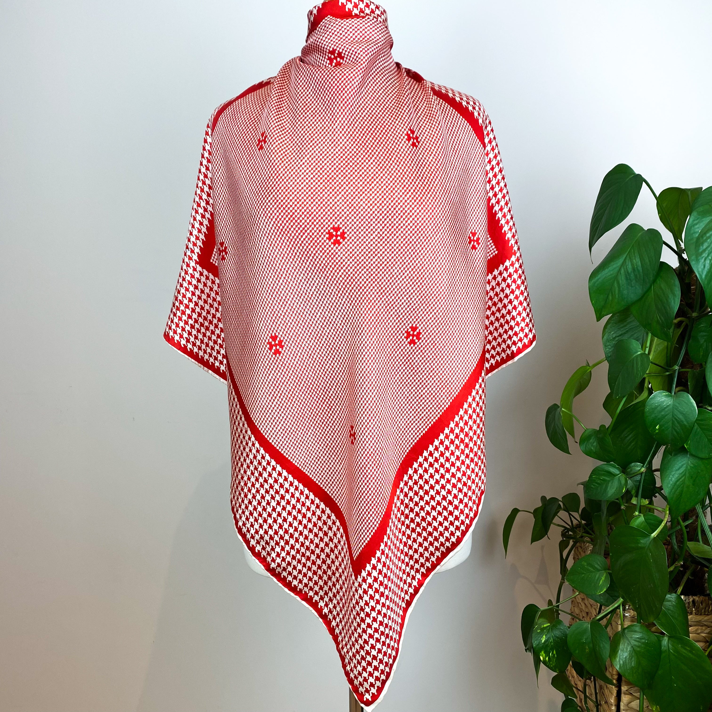 Dog Tooth Check Vintage Silk Scarf