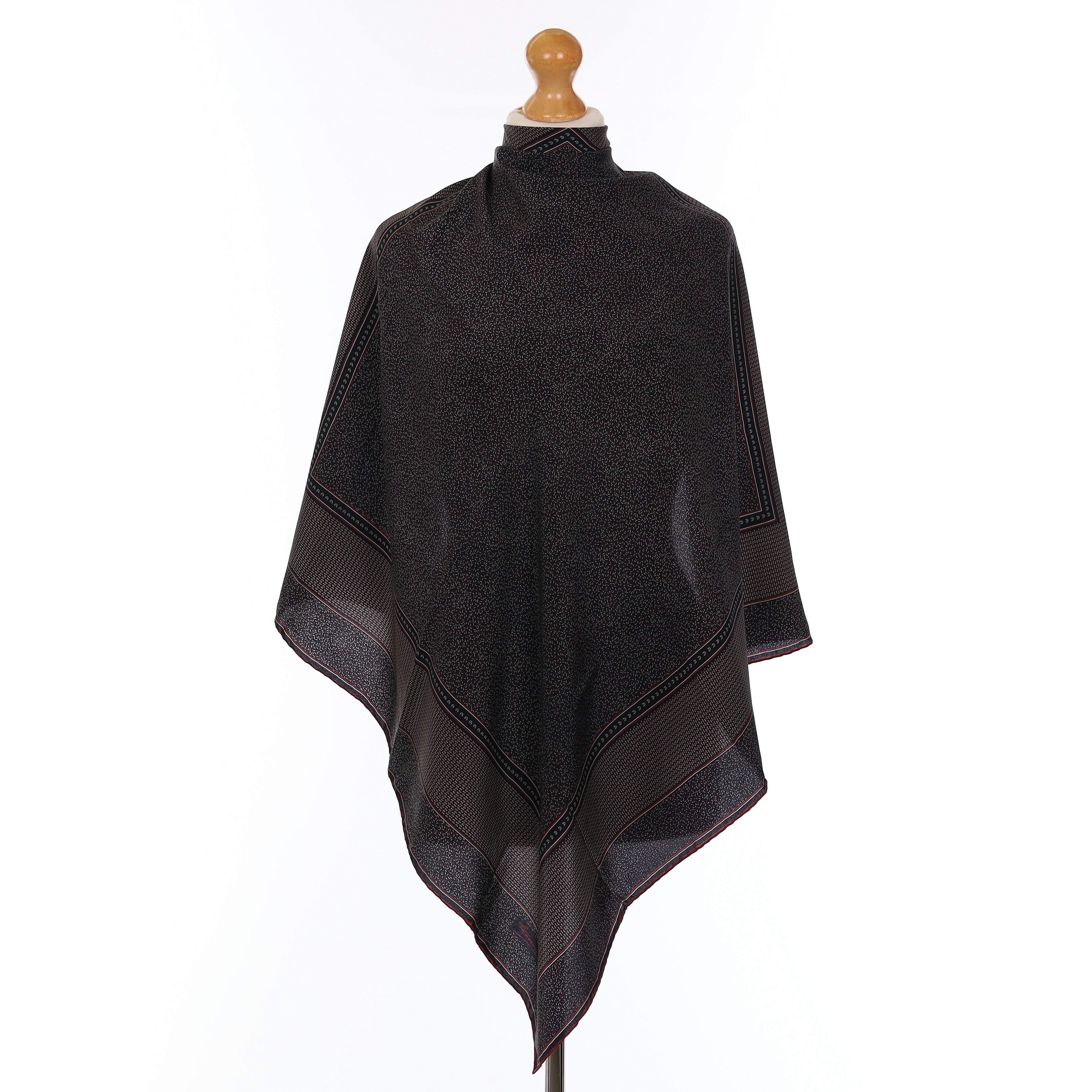 Aigner Red And Cream Patterned Silk Scarf