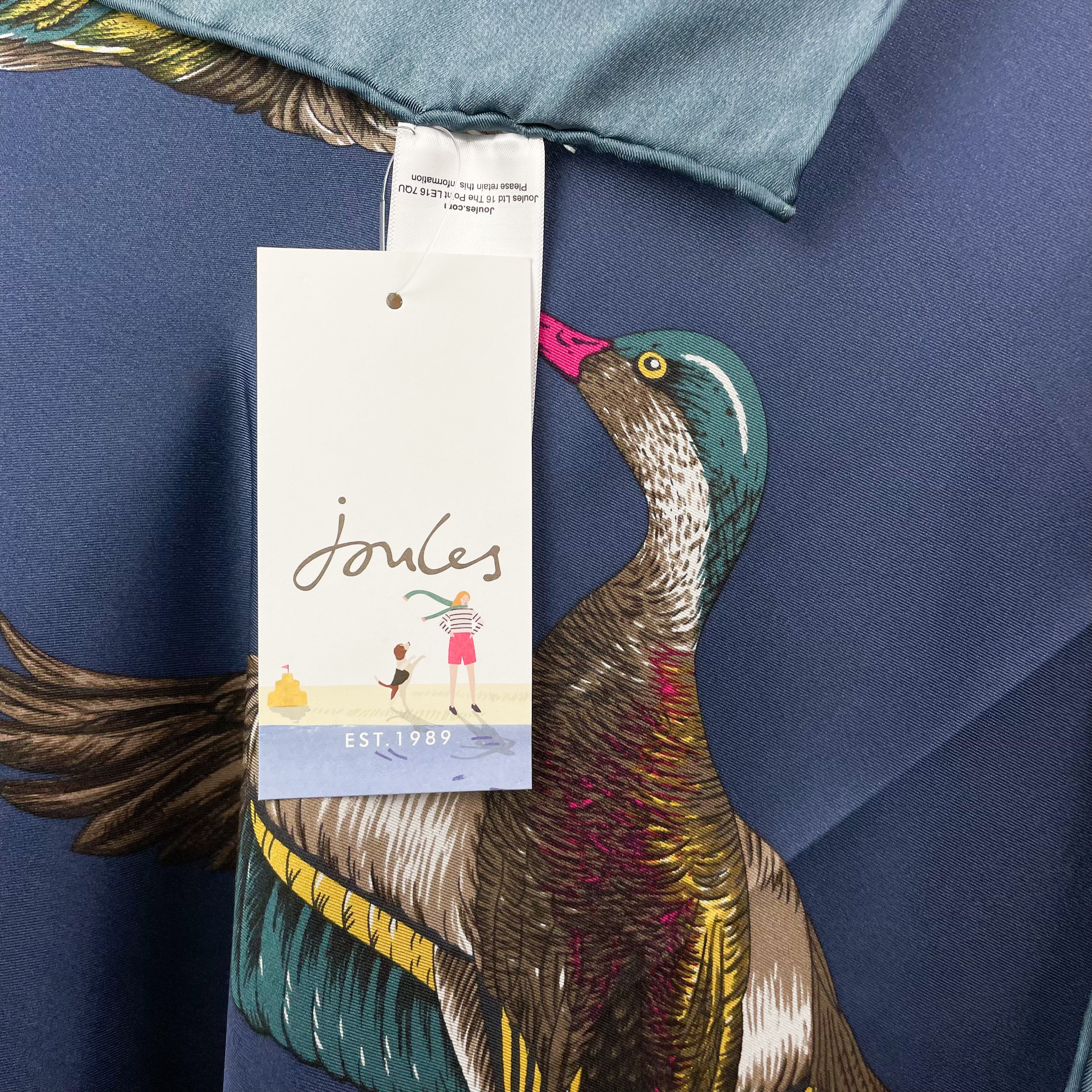 New Joules Pheasant Design Silk Scarf