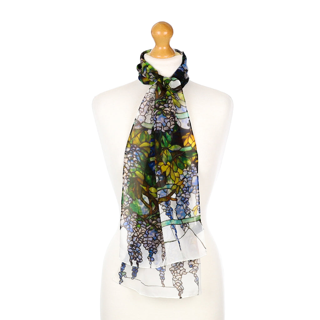 Brand New Fox & Chave Blue & Green Patterned Silk Scarf