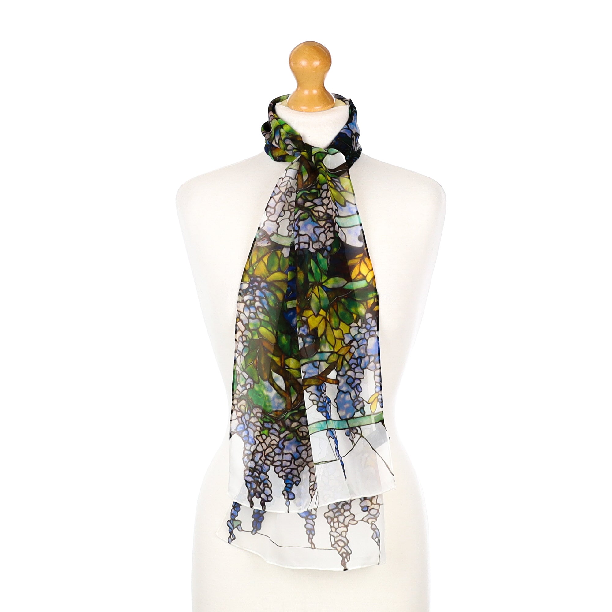 Brand New Fox & Chave Blue & Green Patterned Silk Scarf