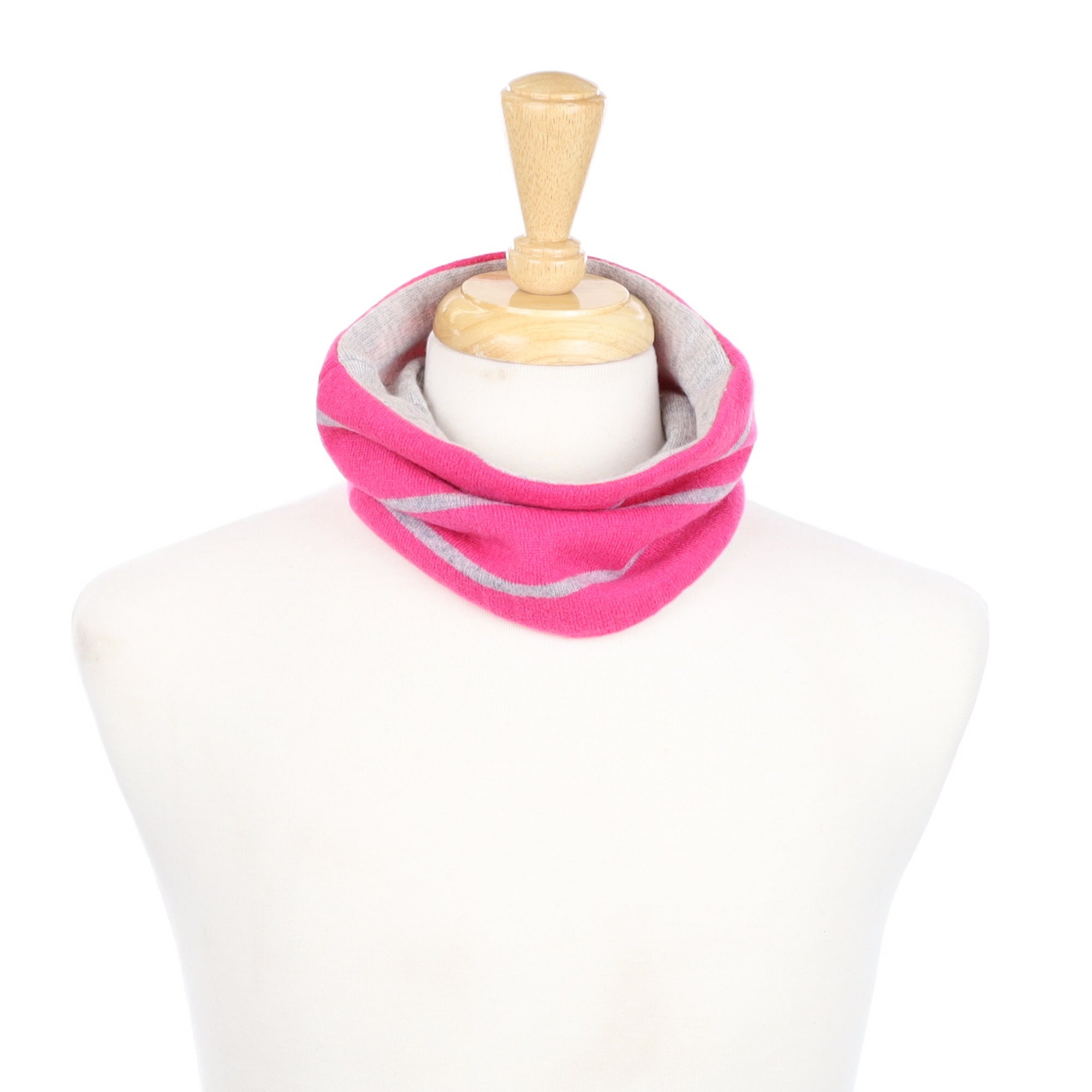 Rose Pink and Grey Stripe Neck Warmer