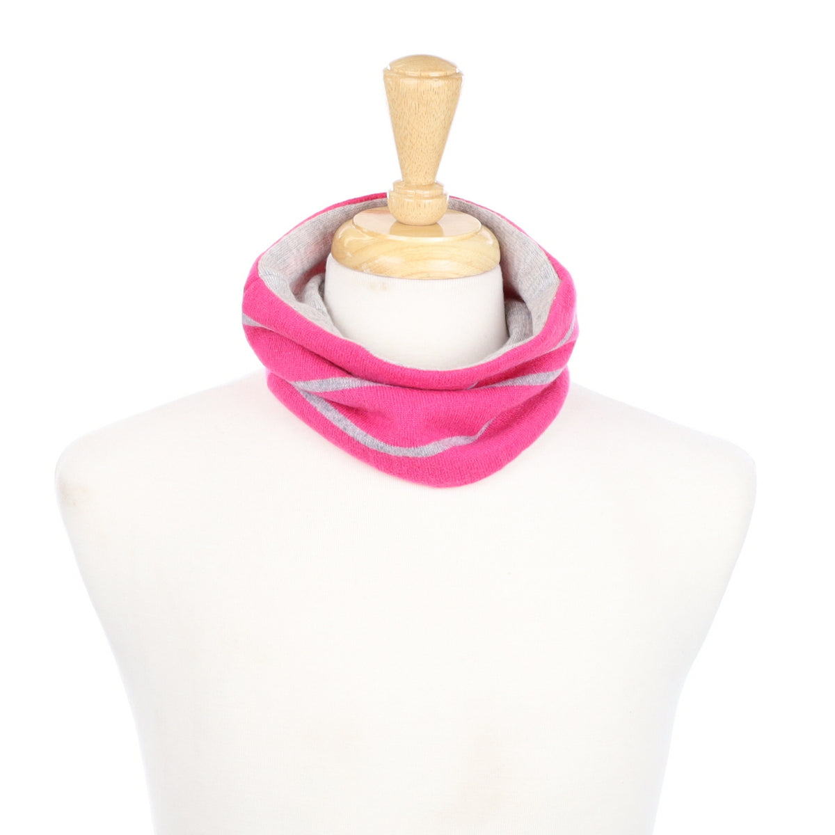 Rose Pink and Grey Stripe Neck Warmer