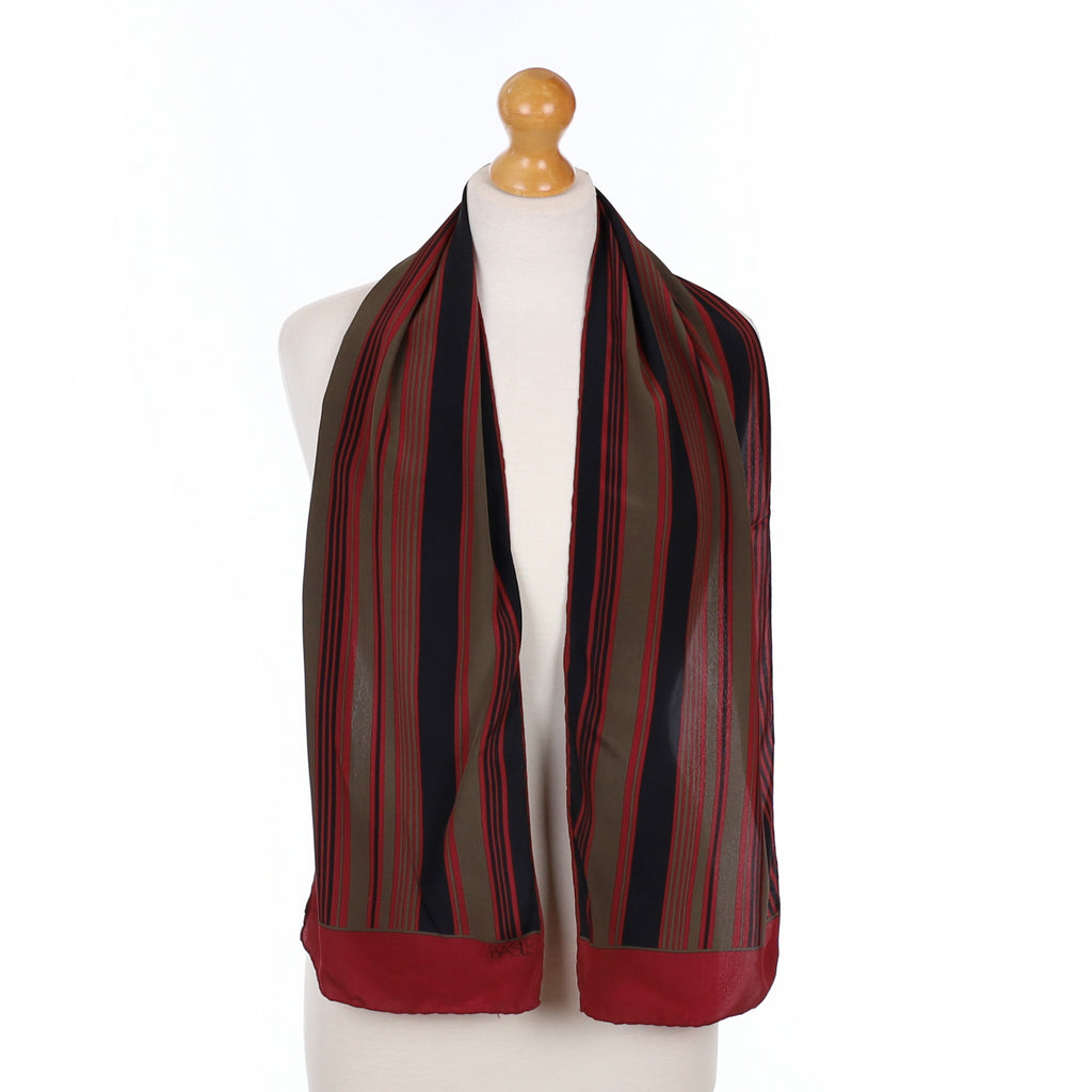 Long Black Brown and Red Silk Scarf