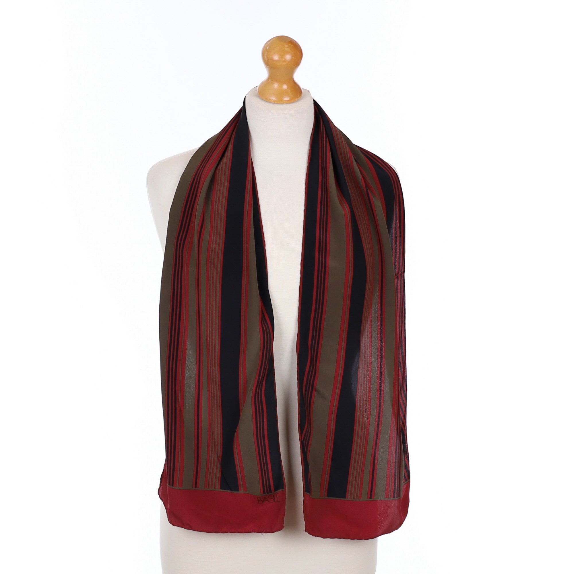 Long Black Brown and Red Silk Scarf