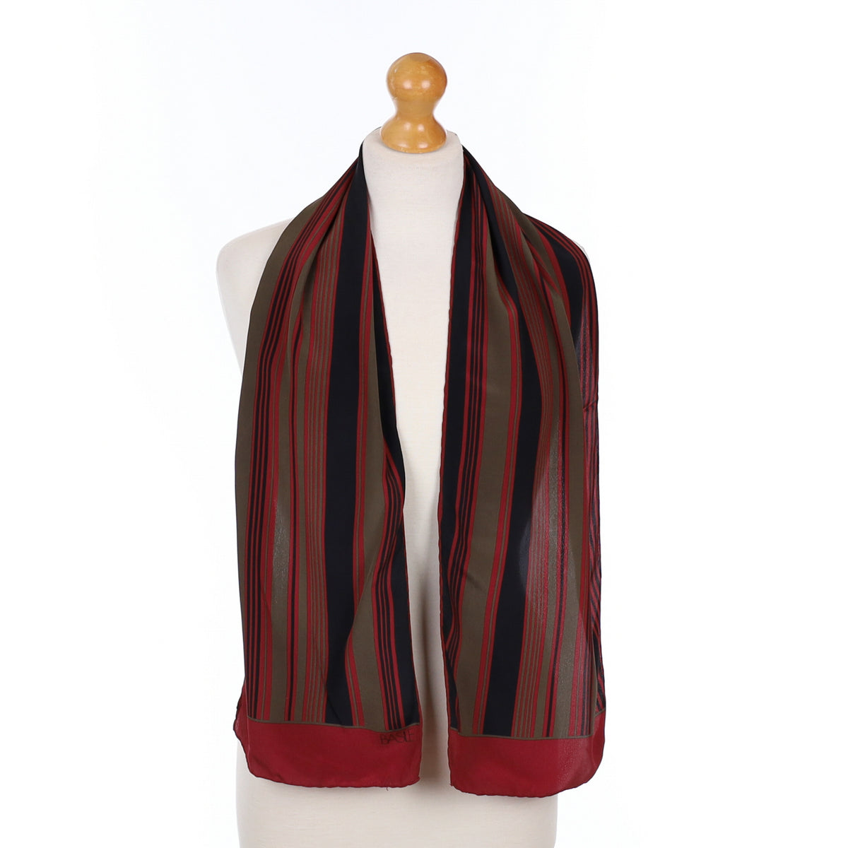Long Black Brown and Red Silk Scarf