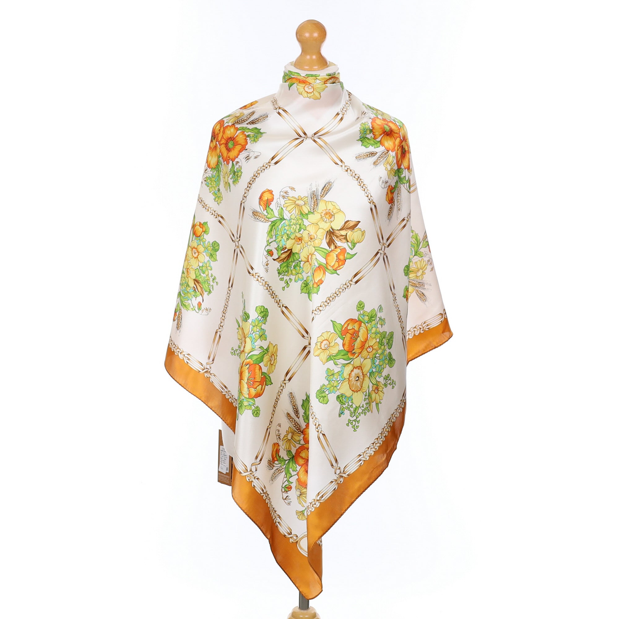 Brand New Wensli Cream Floral Silk Scarf