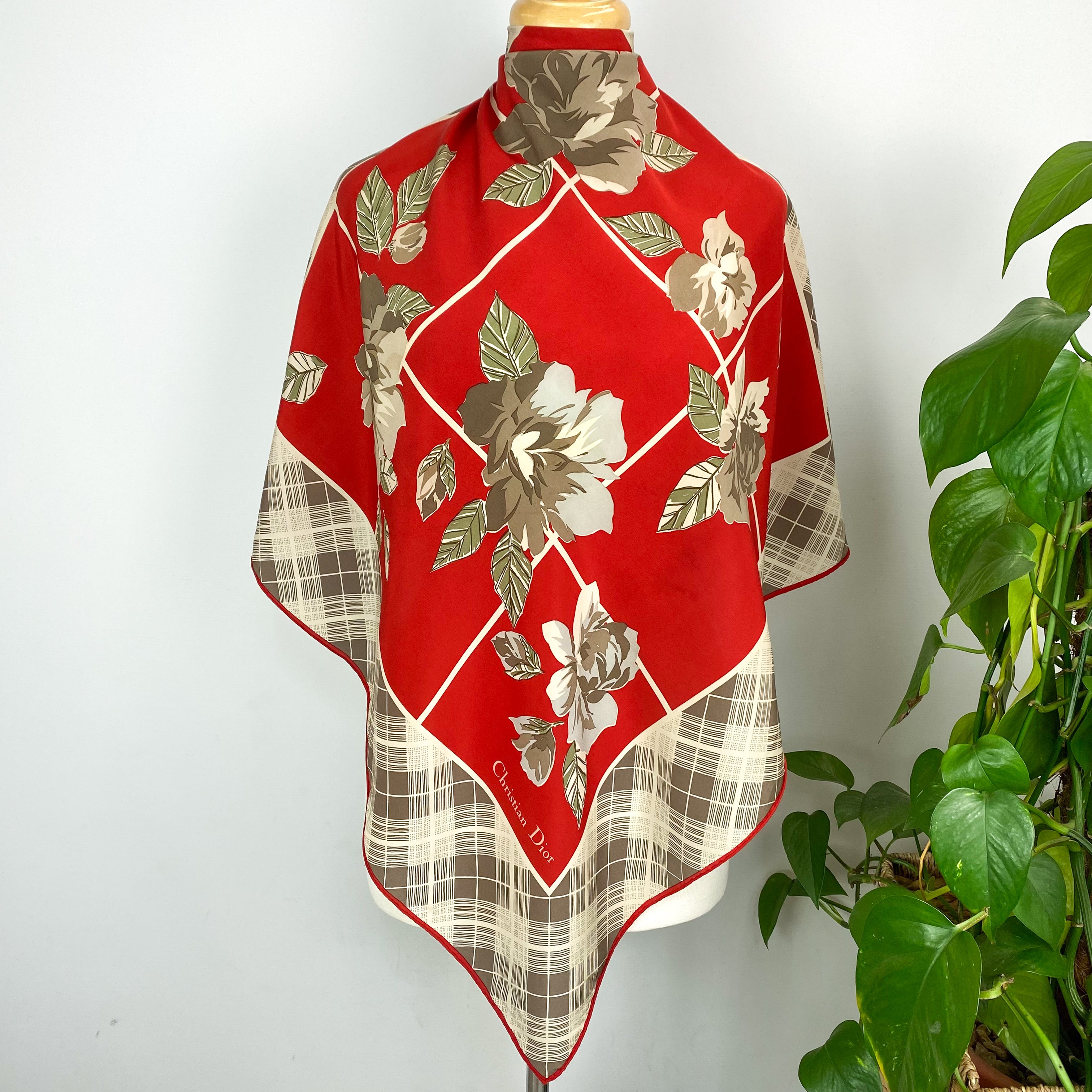 1980s Christian Dior Designer Silk Scarf