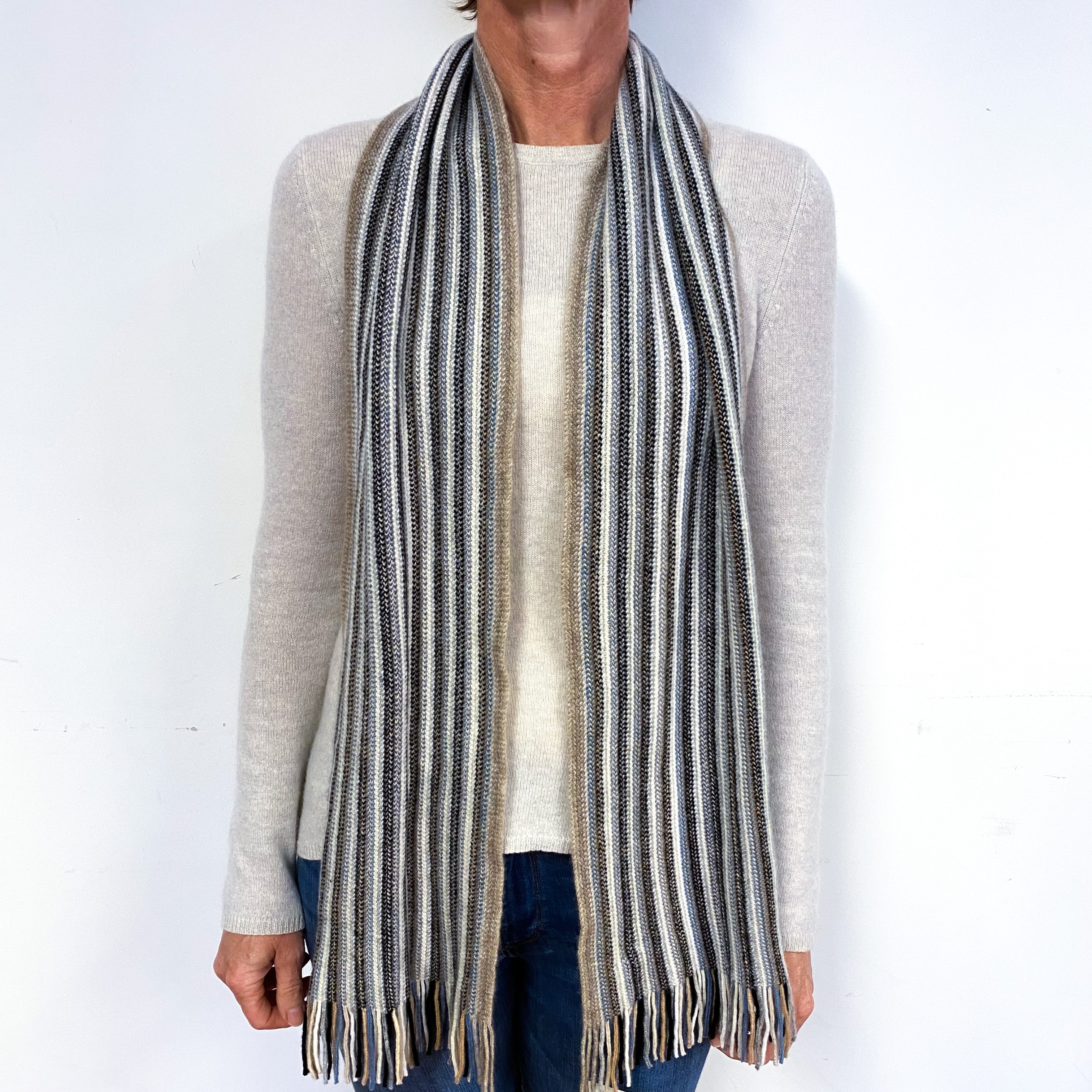 Brand New Scottish Multicoloured Muted Striped Scarf