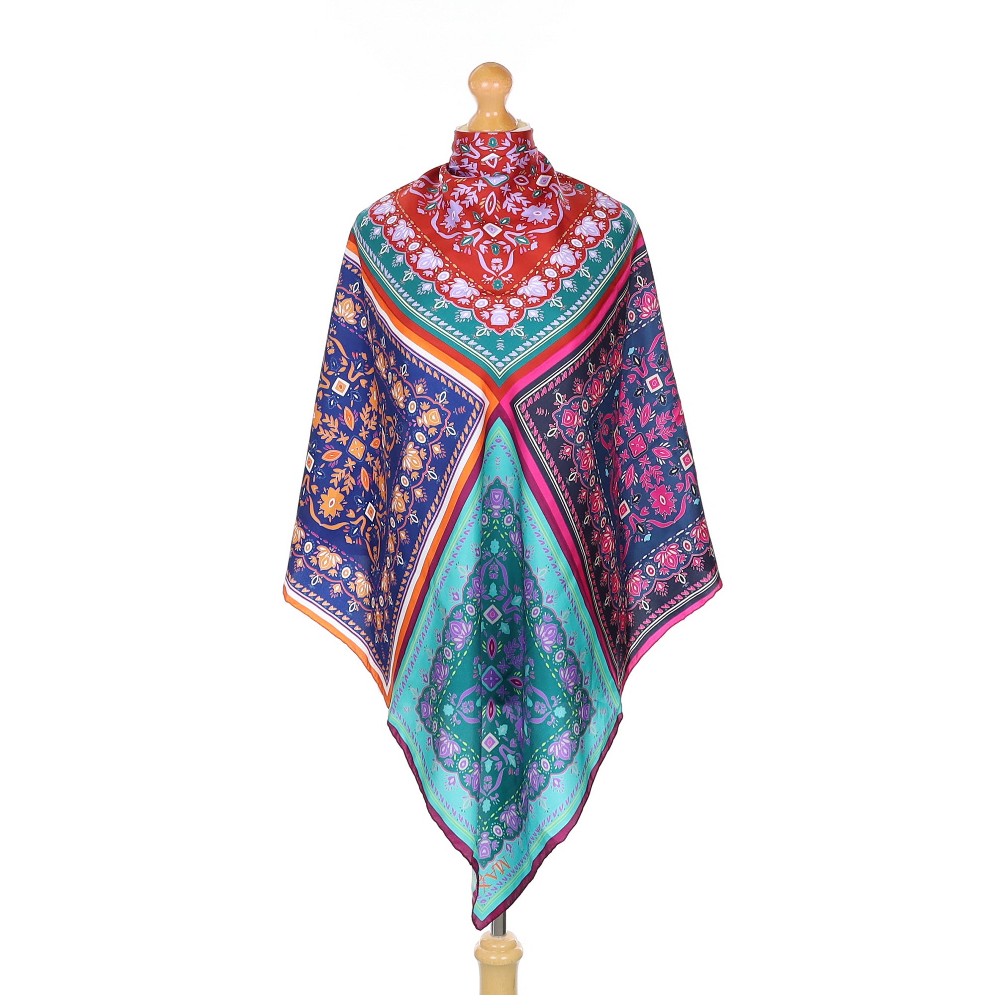 Max Mara Colourful Quartered Silk Scarf