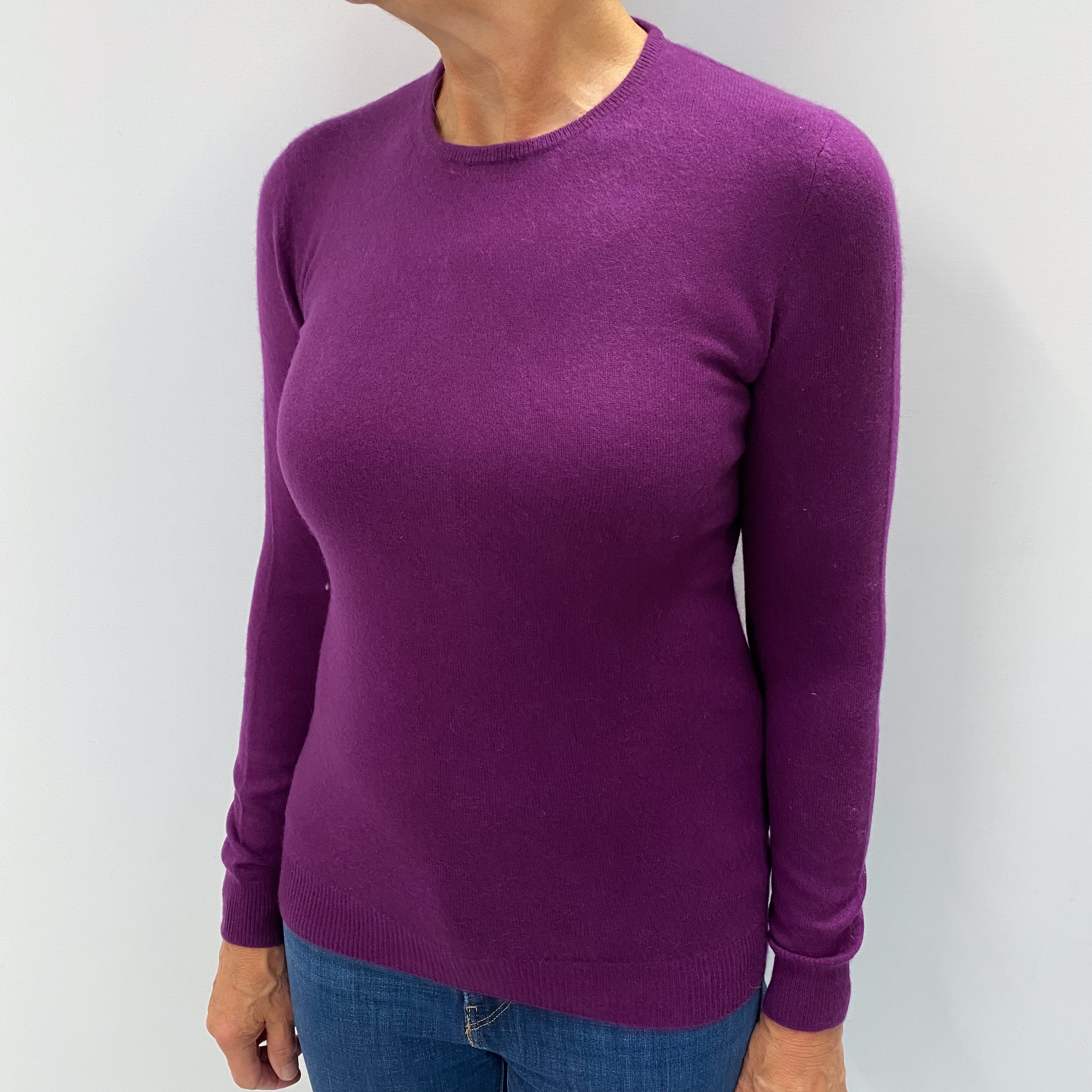 Fig Purple Cashmere Crew Neck Jumper Medium