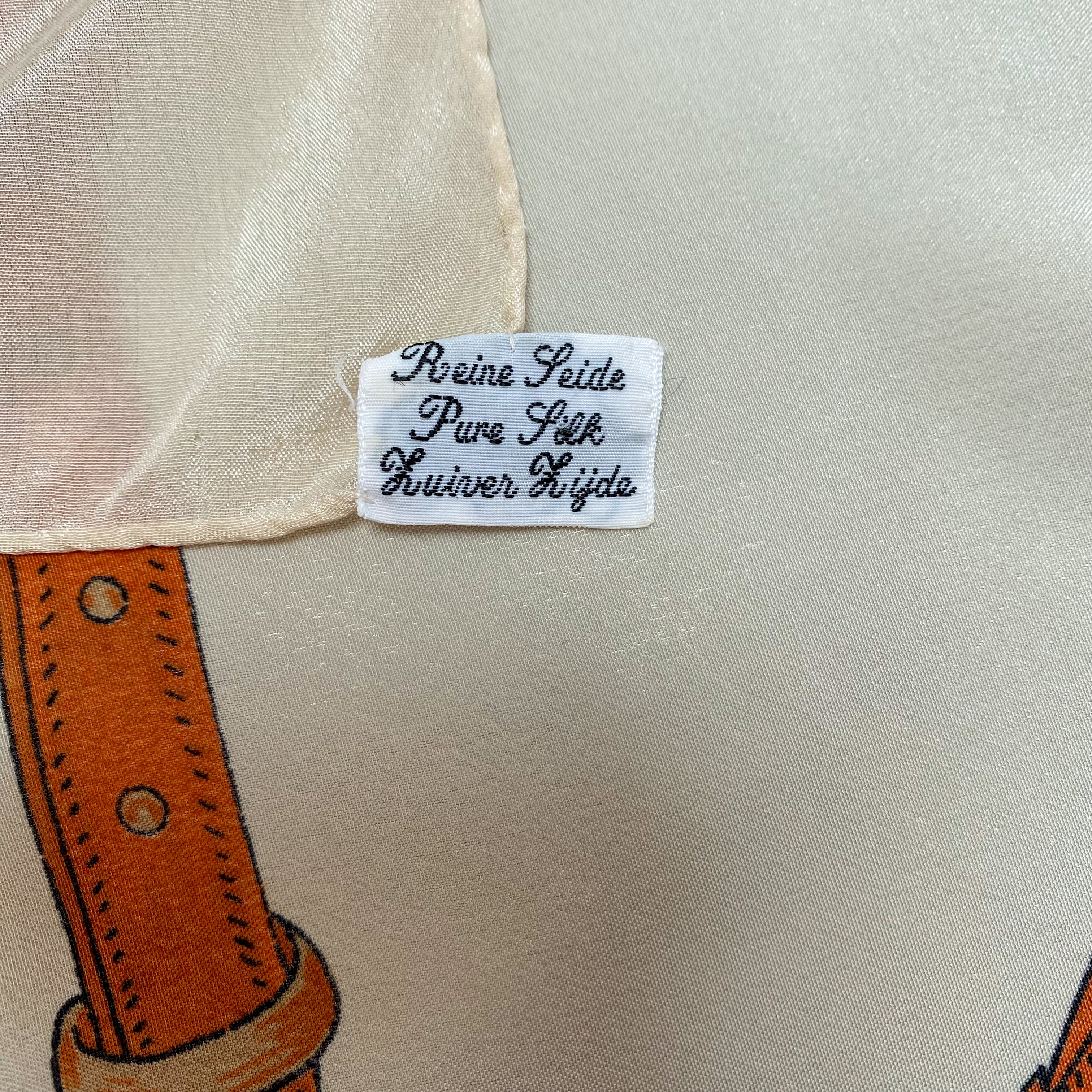 Vintage Cream Equestrian Silk Scarf