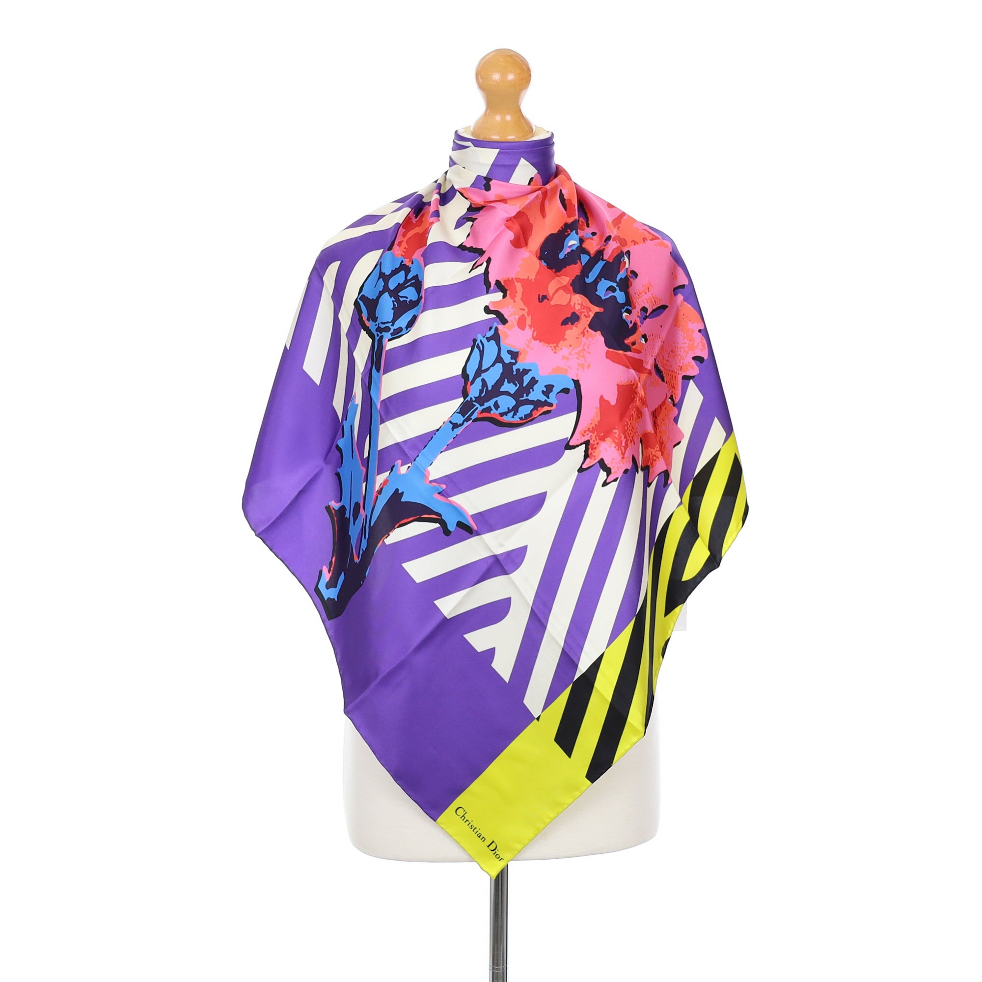 Brand New Christian Dior Abstract Flower Silk Scarf