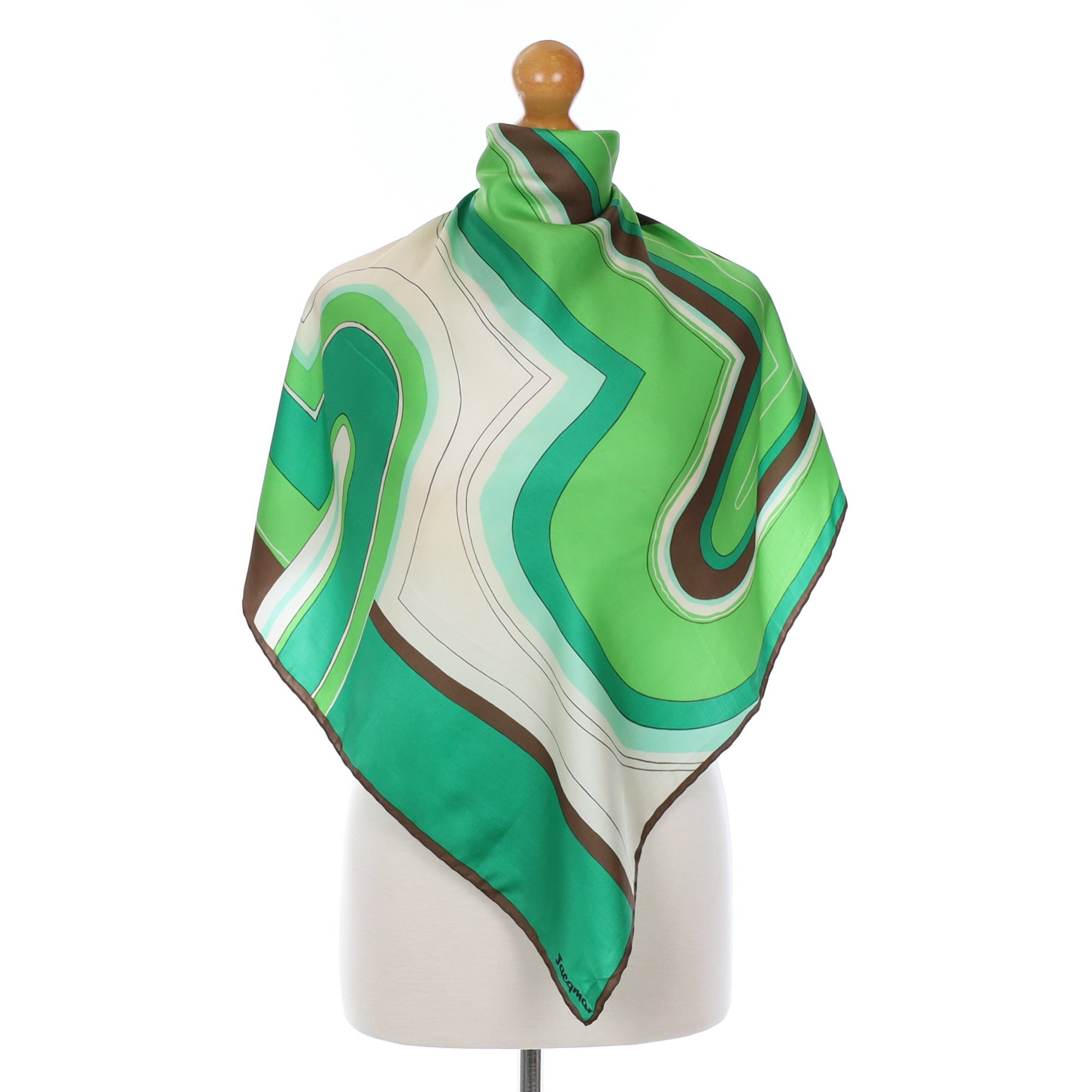 Vintage Jacqmar Green Silk Scarf