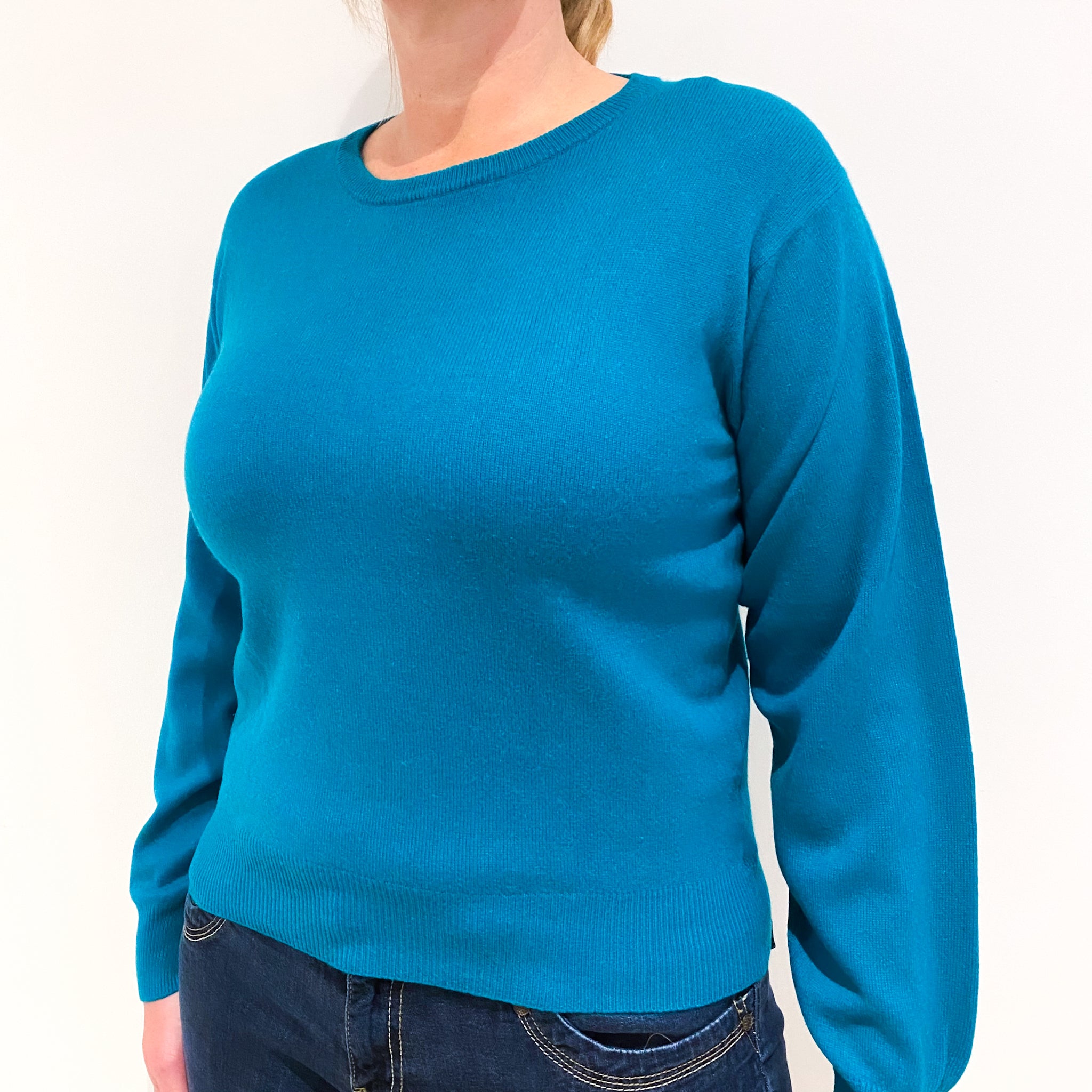 Parakeet Green Cashmere Crew Neck Jumper Large