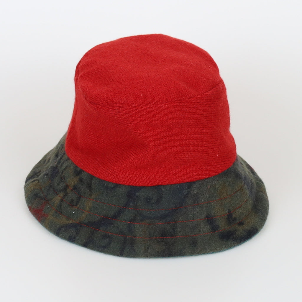 Moss Green Reversible Cashmere Bucket Hat Large