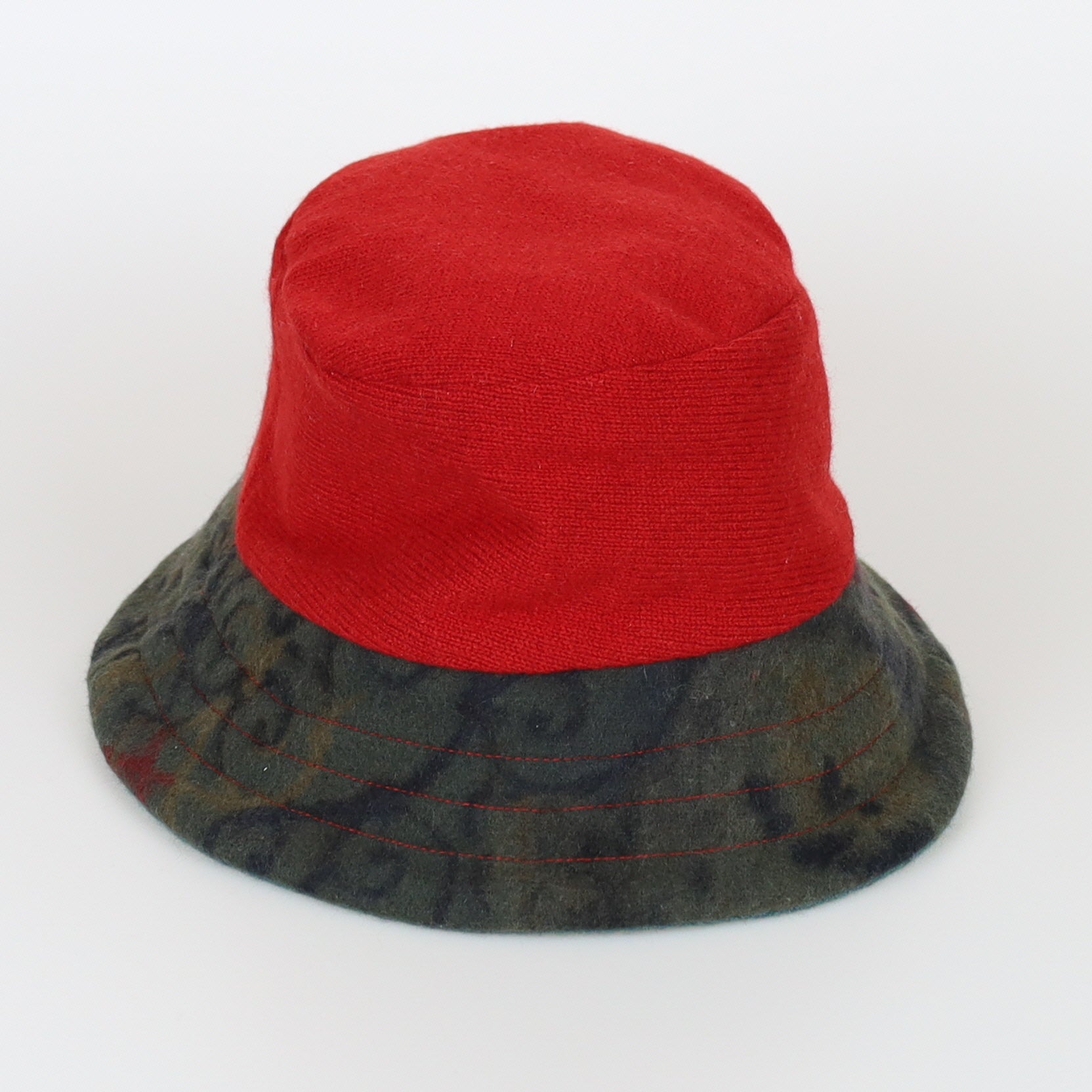 Moss Green Reversible Cashmere Bucket Hat Large