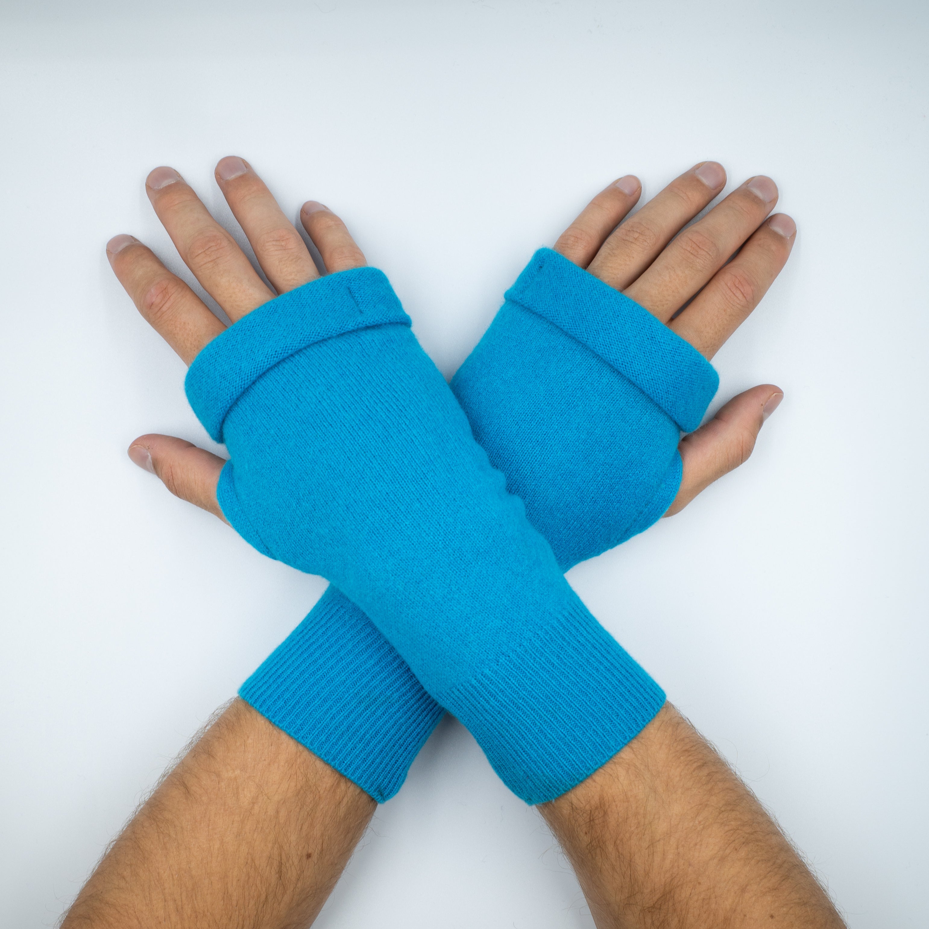 Men’s Turquoise Blue Fingerless Gloves