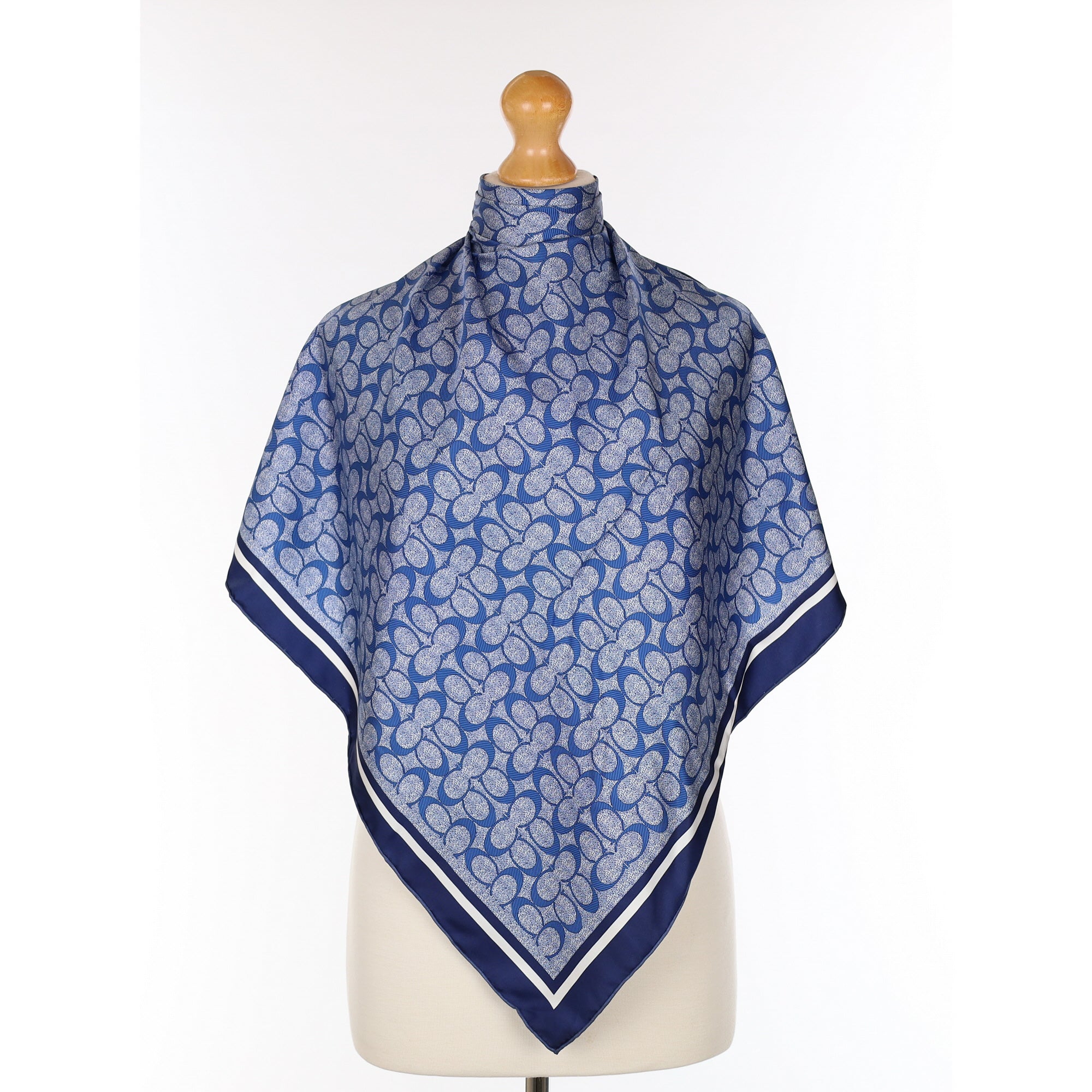 Blue ‘C’ Patterned Silk Scarf