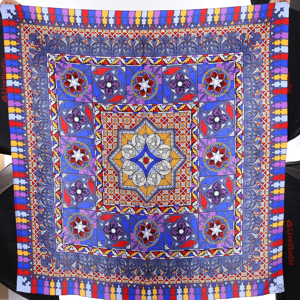 Large English Eccentrics Abstract Multicoloured Silk Scarf