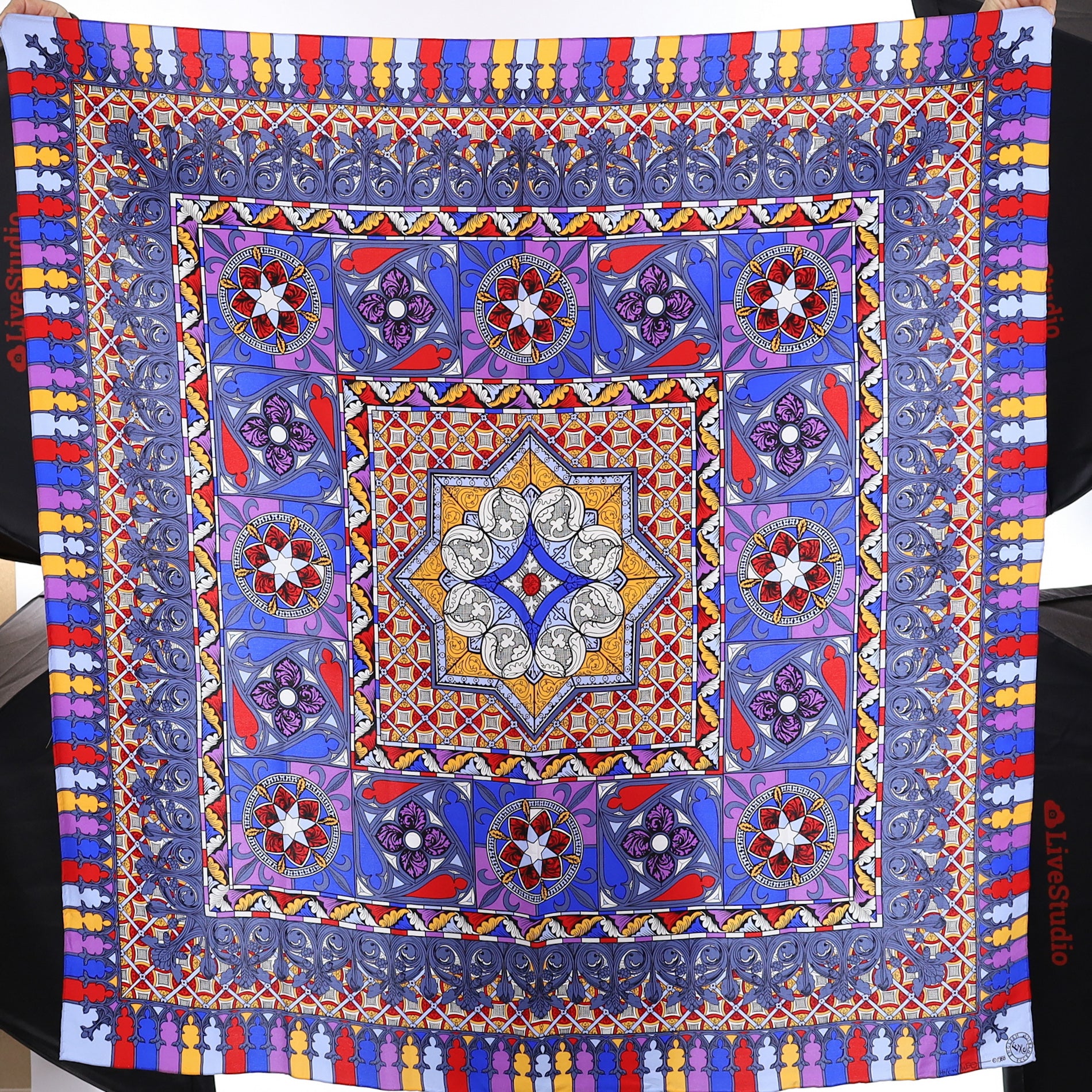 Large English Eccentrics Abstract Multicoloured Silk Scarf
