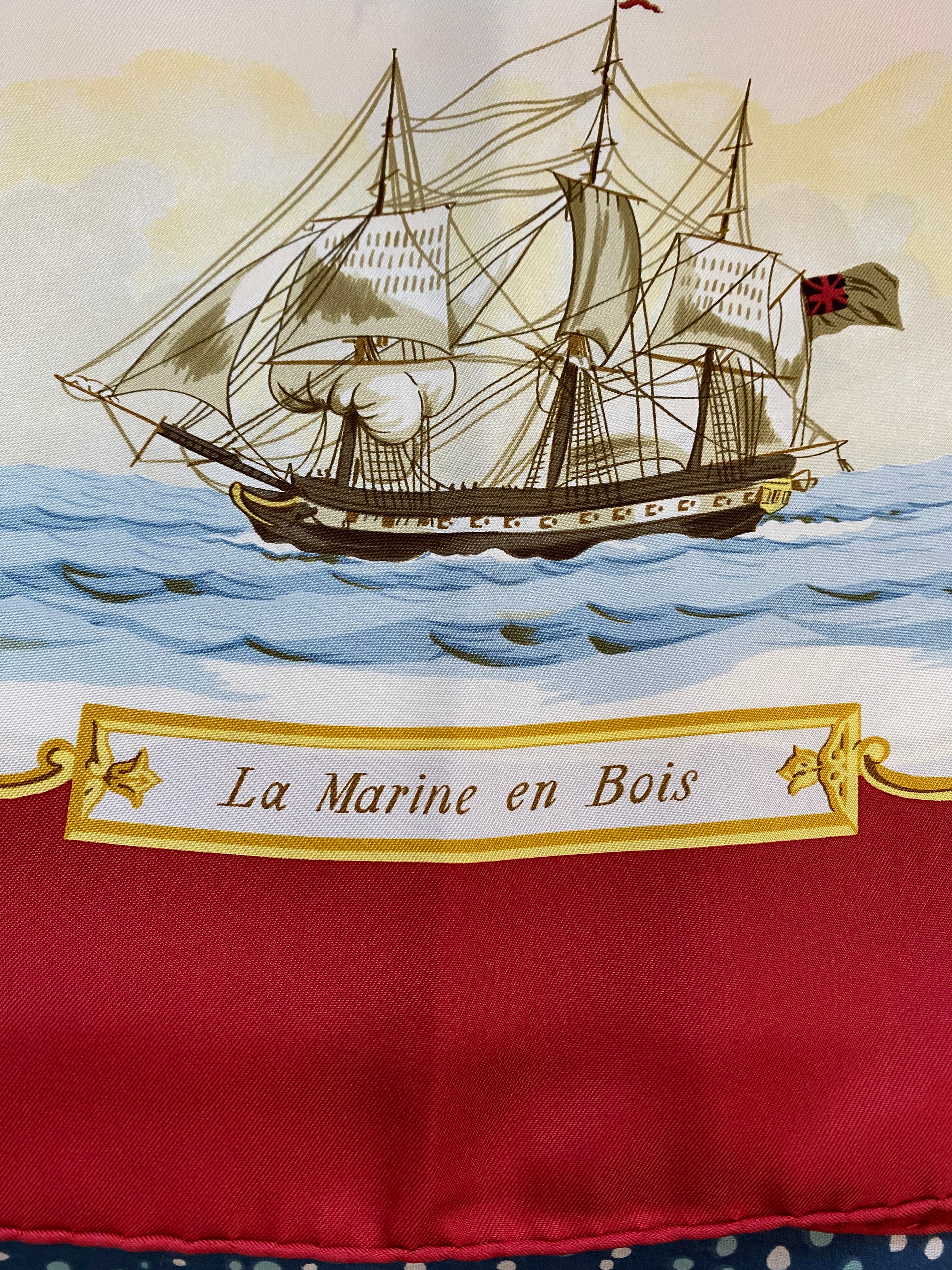 Hermès La Marine En Bois Silk Scarf