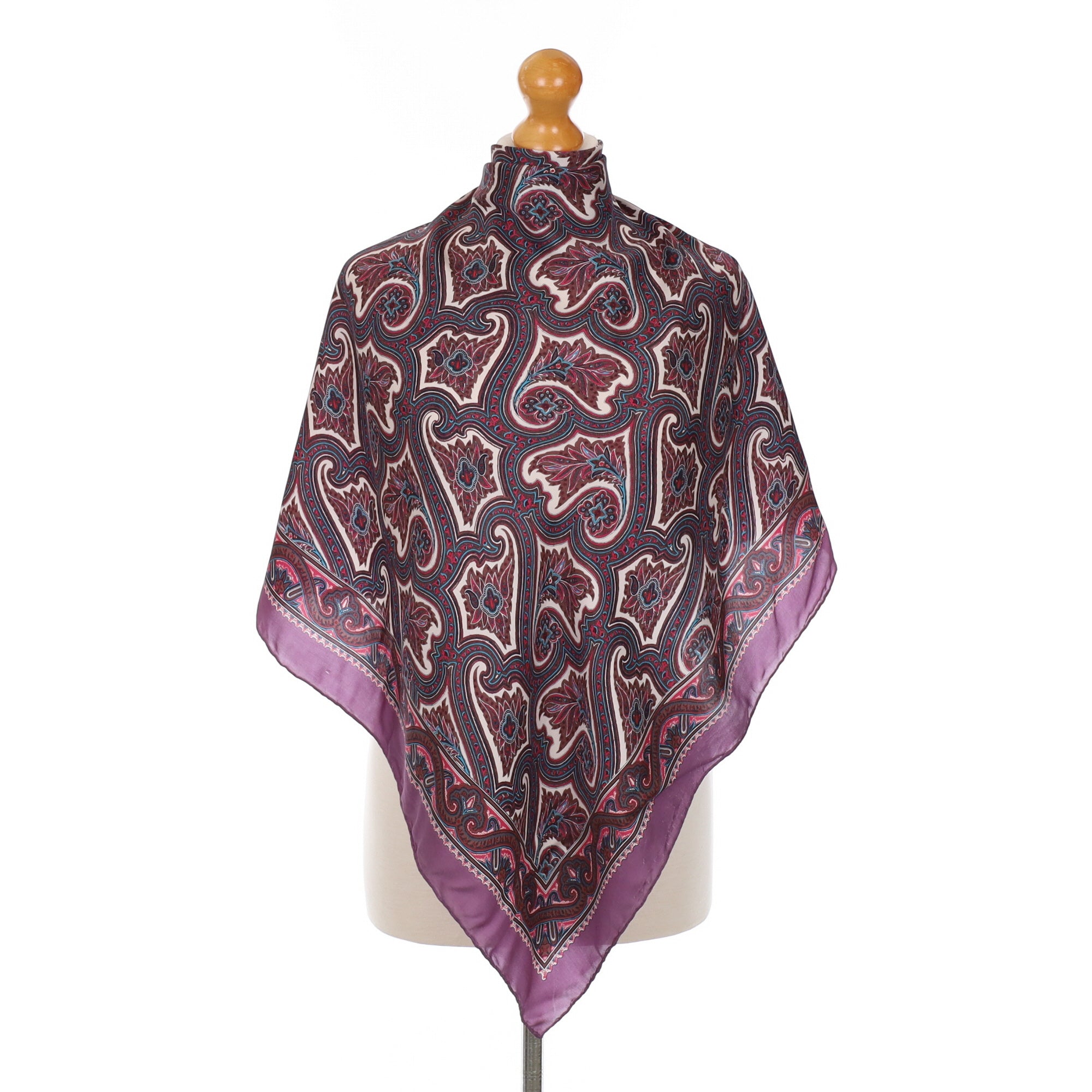 70’s Richard Allan Purple Patterned Silk Scarf