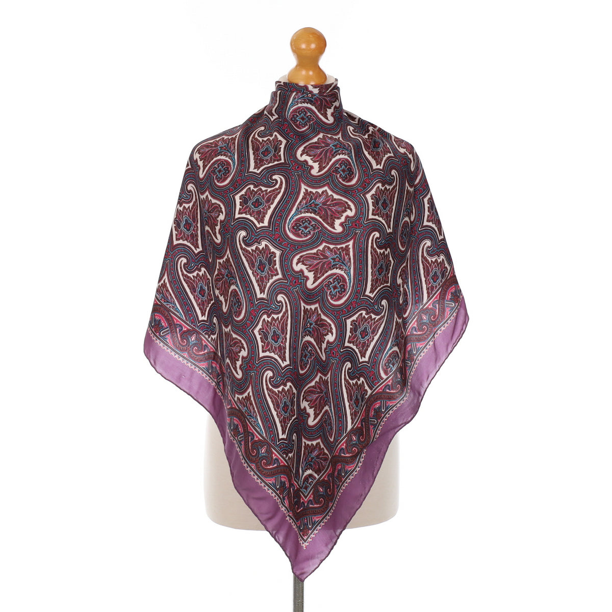 70’s Richard Allan Purple Patterned Silk Scarf