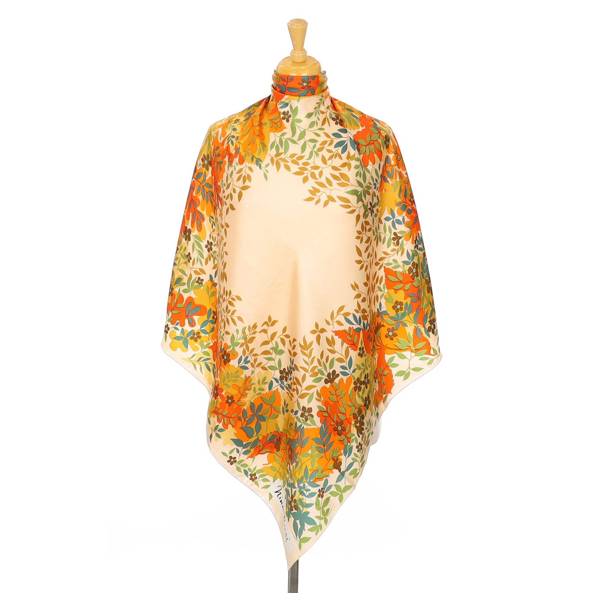 Nina Ricci Pretty Leaf Vintage Silk Scarf
