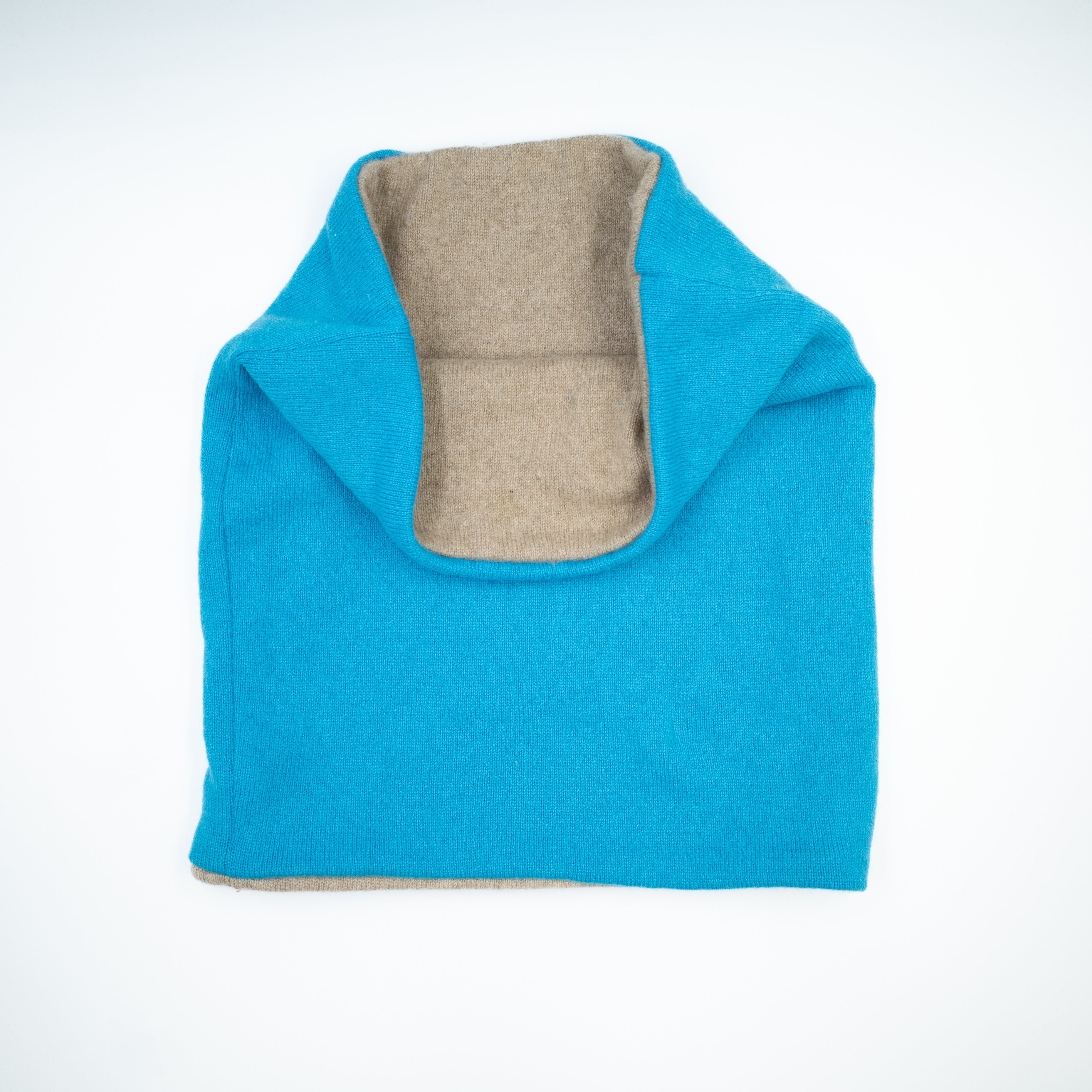 Turquoise and Buff Beige Double Layered Snood