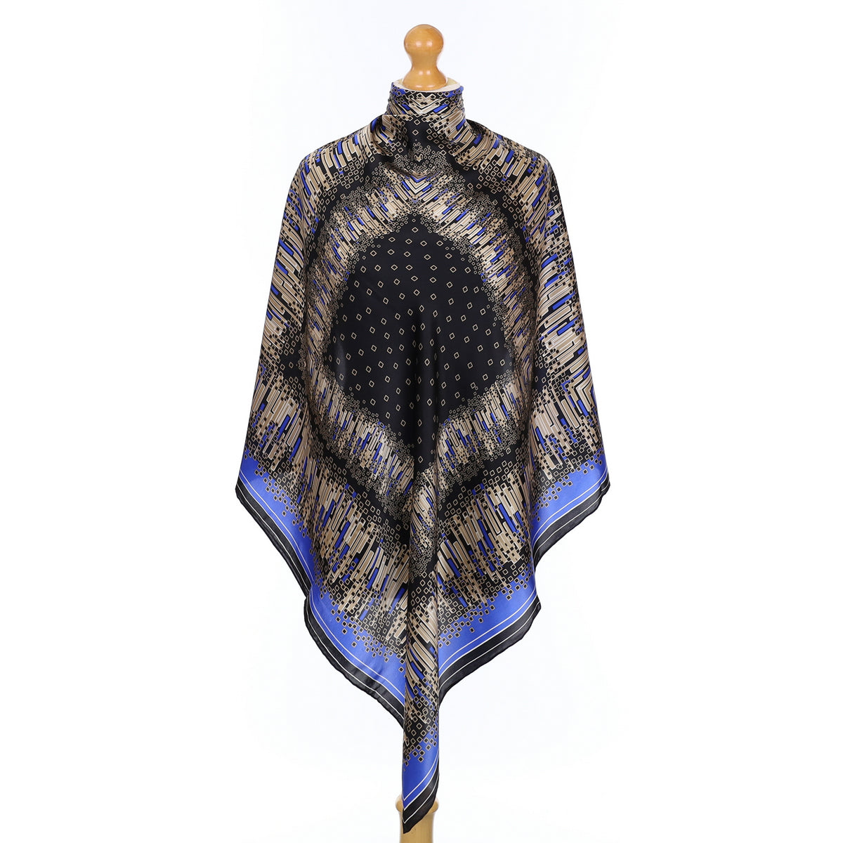 Brand New Passigatti Blue Nlack and Gold Silk Scarf