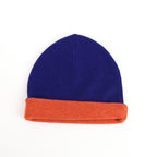Cobalt Blue and Orange Reversible Cashmere Beanie Hat