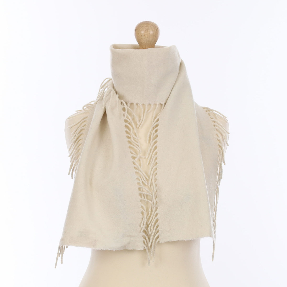 Ivory Tassel Edged Cashmere Woven Scarf