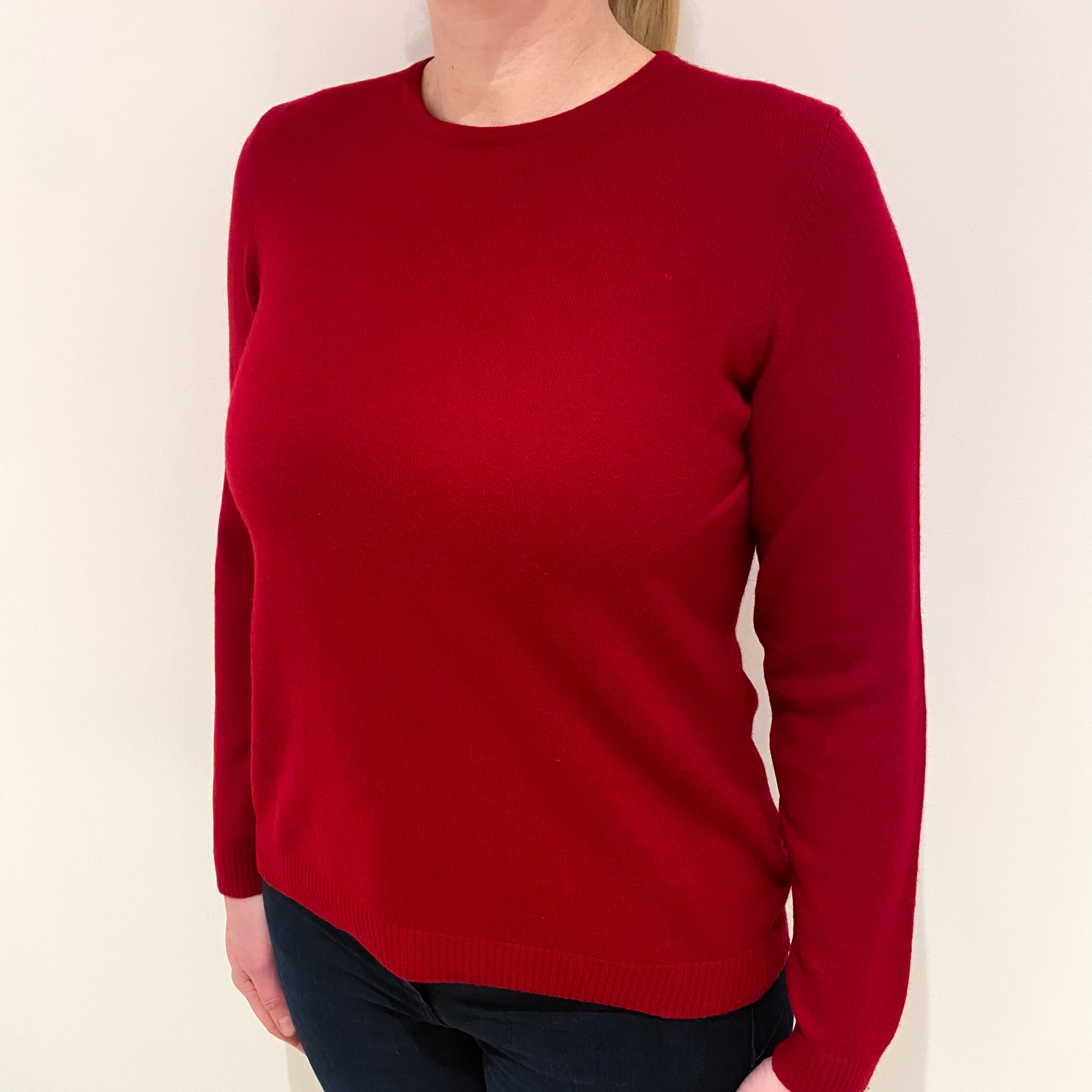 Post Box Red Cashmere Crew Neck Jumper Large