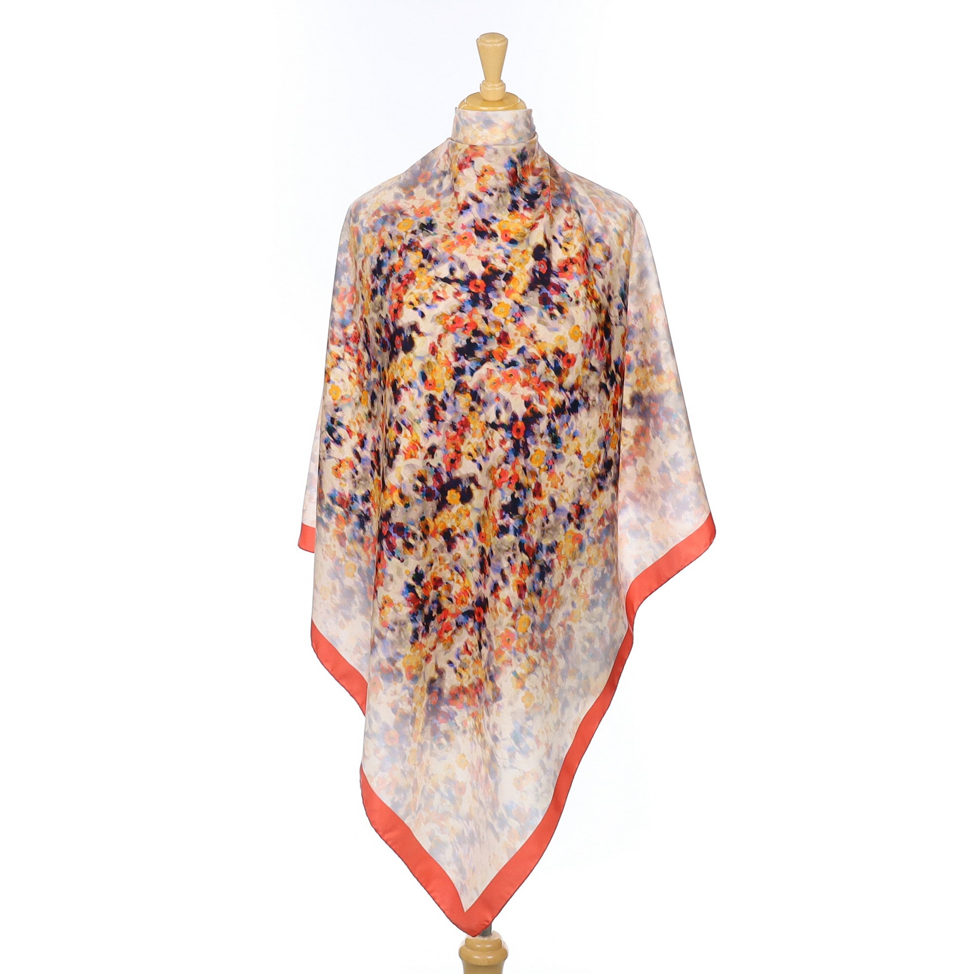 Jaeger Coral Floral Vintage Silk Scarf
